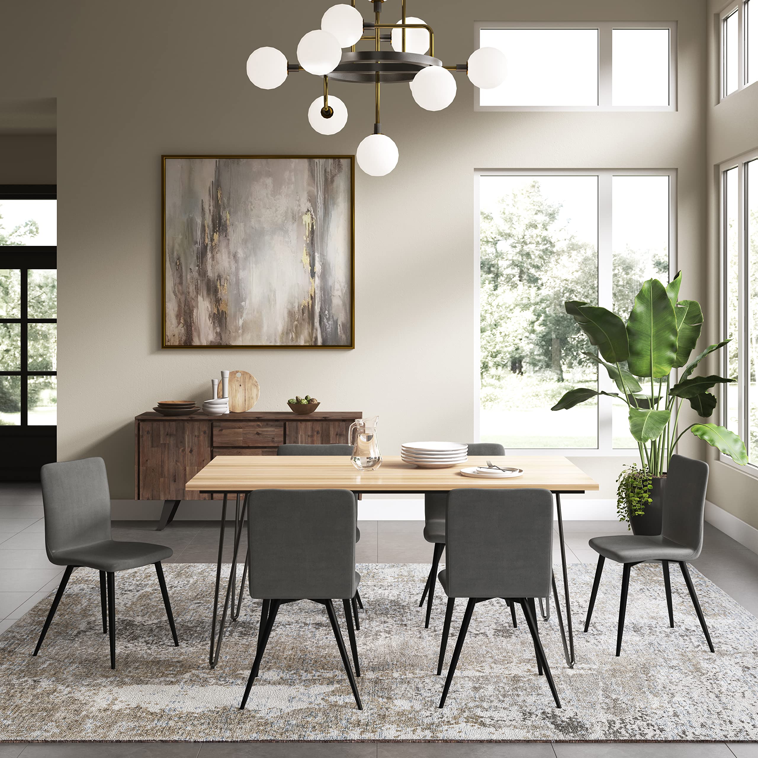 SIMPLIHOME Baylor Mid Century Modern Dining Chairs (Set of 2) - Dark Grey Velvet Upholstered - Comfortable & Stylish for Dining Room, Kitchen, Breakfast Nook & Home Office