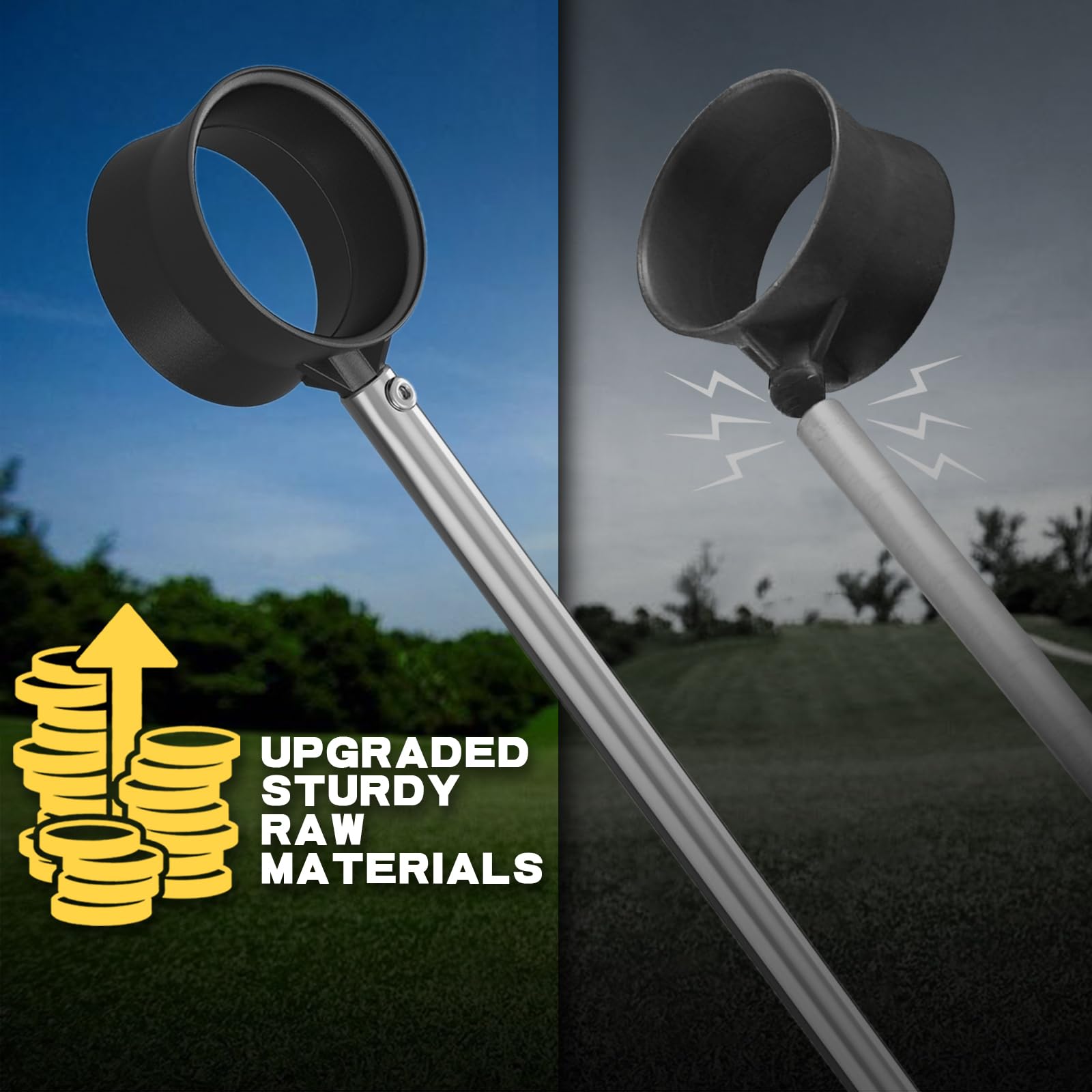12Ft/9Ft Telescopic Golf Ball Retriever - Stainless Steel Water Golf Ball Grabber & Picker Tool - Perfect for Lakes, Ponds & Water Hazards - Essential Golf Accessories
