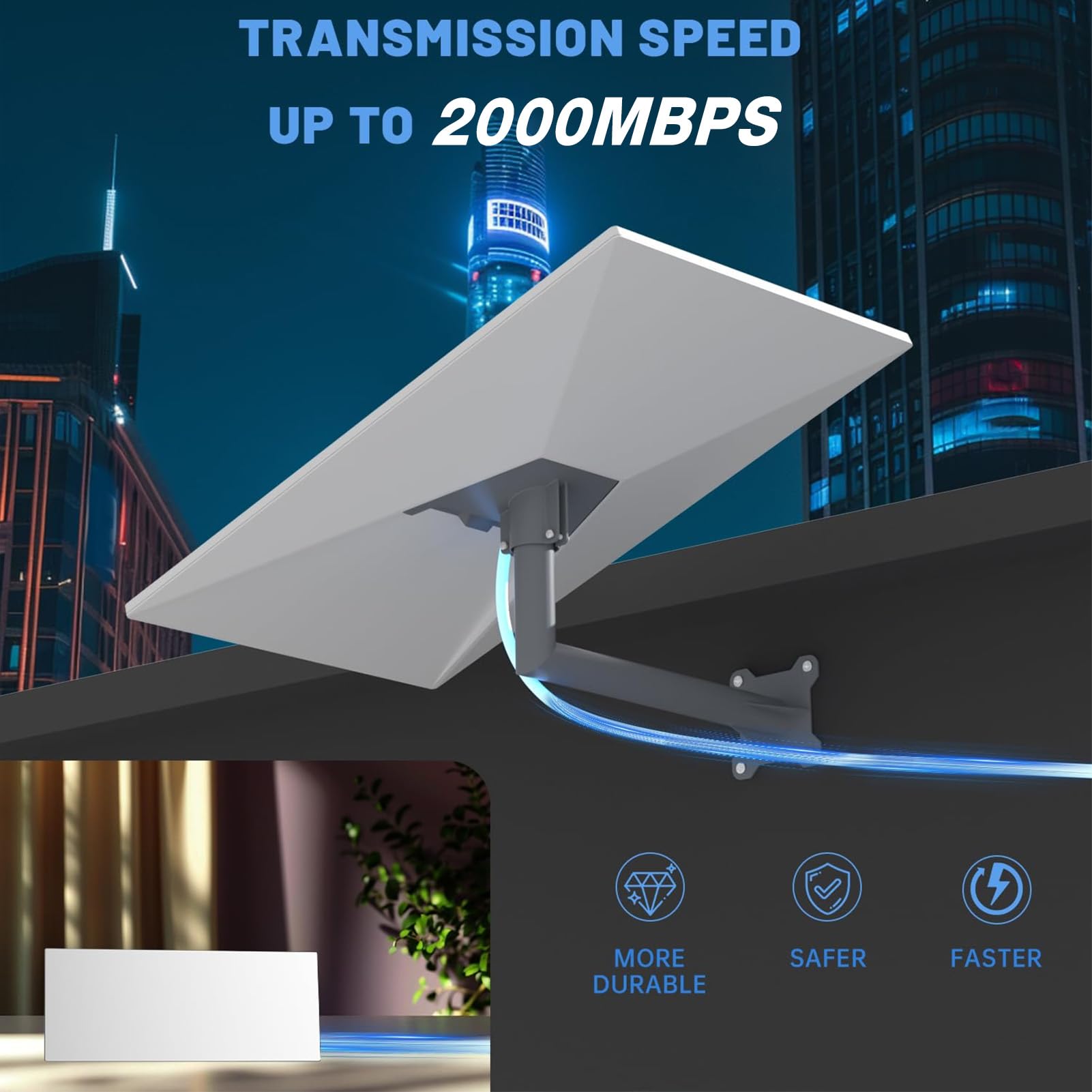 Gen 3 Waterproof Satellite Replacement Cable - 2000Mbps High-Speed Extension Cord (100FT) for Outdoor Use - Perfect for RV, Boat & Camping Connectivity