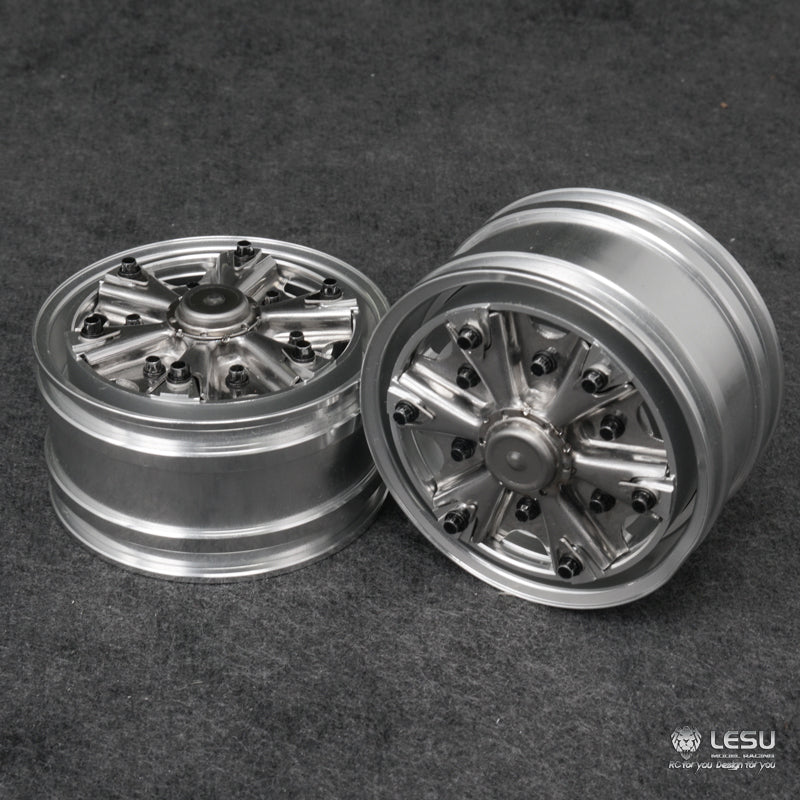 LESU Trailer Metal Unpowered/Powered Front Wheel Hub with A B Rubber Tires for 1/14 RC DIY Tamiya Model Tractor Truck Car Parts - Perfect for RC Vehicle Upgrades & DIY Projects