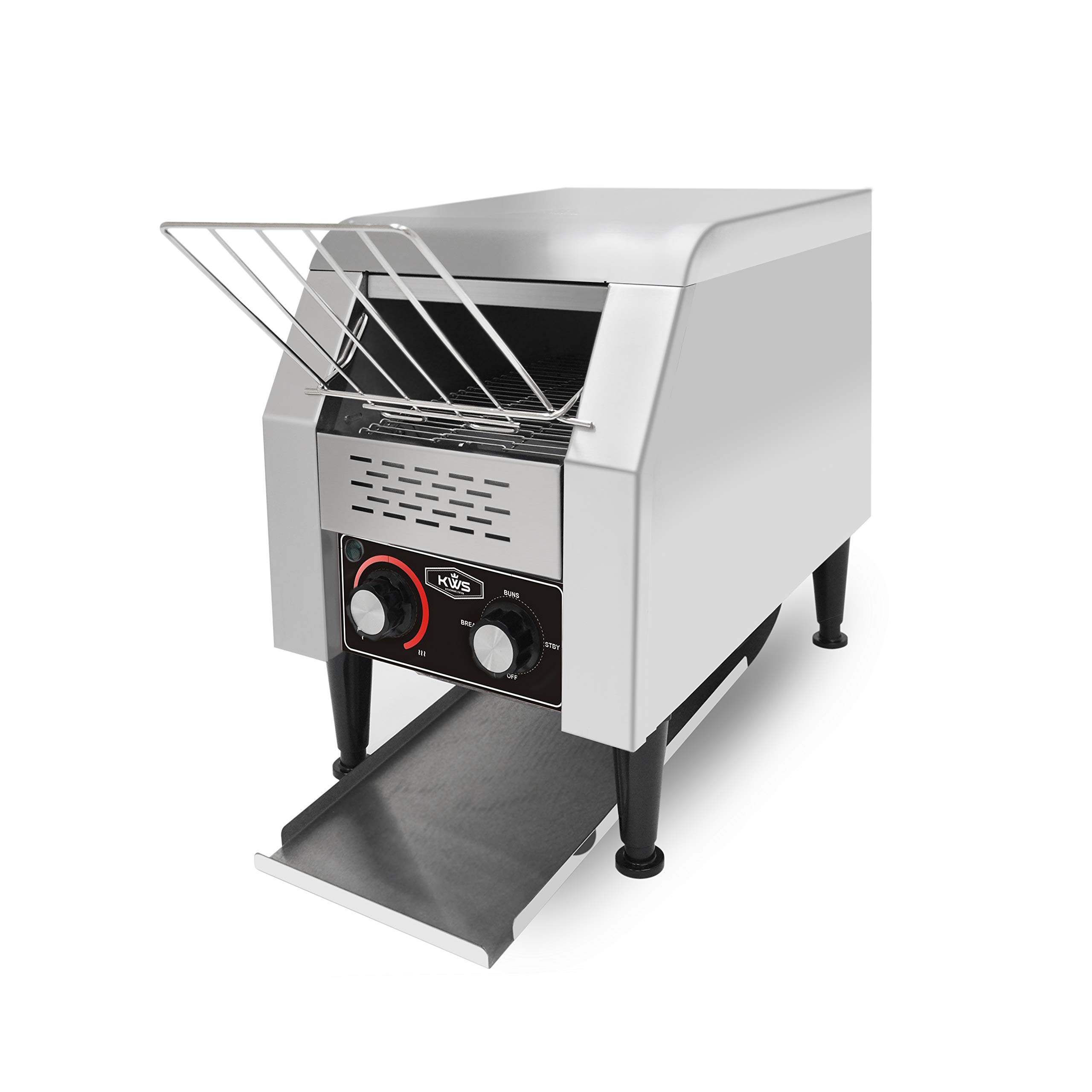 KWS CT-150 Commercial 1300W Electric Stainless Steel Conveyor Toaster - High Capacity Restaurant & Home Use - Perfect for Breakfast Cafes, Diners, and Family Kitchens