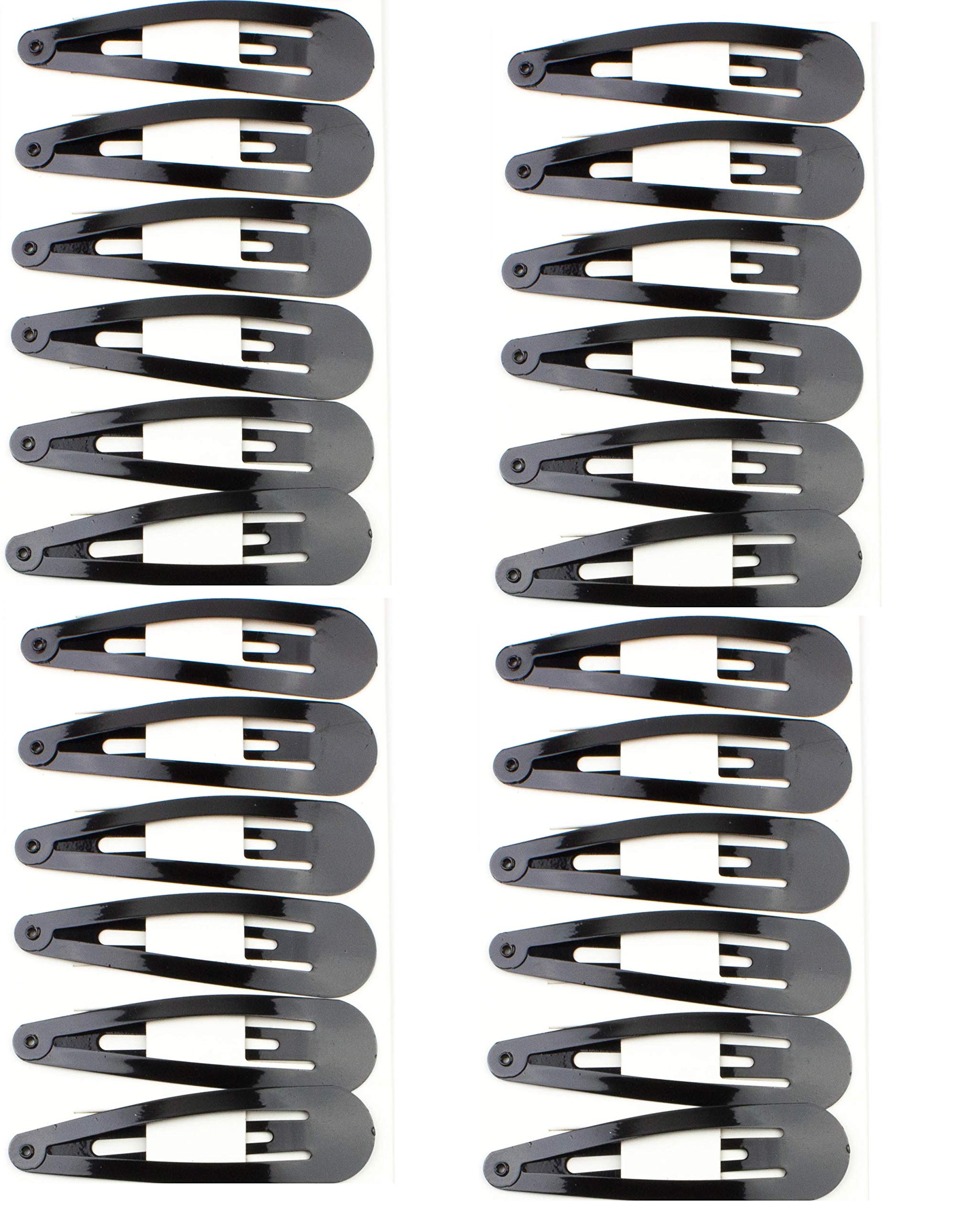 Mytoptrendz® 24-Pack Non-Slip Metal Snap Hair Clips for Girls - 7cm Extra Bendy Barrettes Hair Accessories Set (Black) - Perfect for School, Parties & Everyday Styling