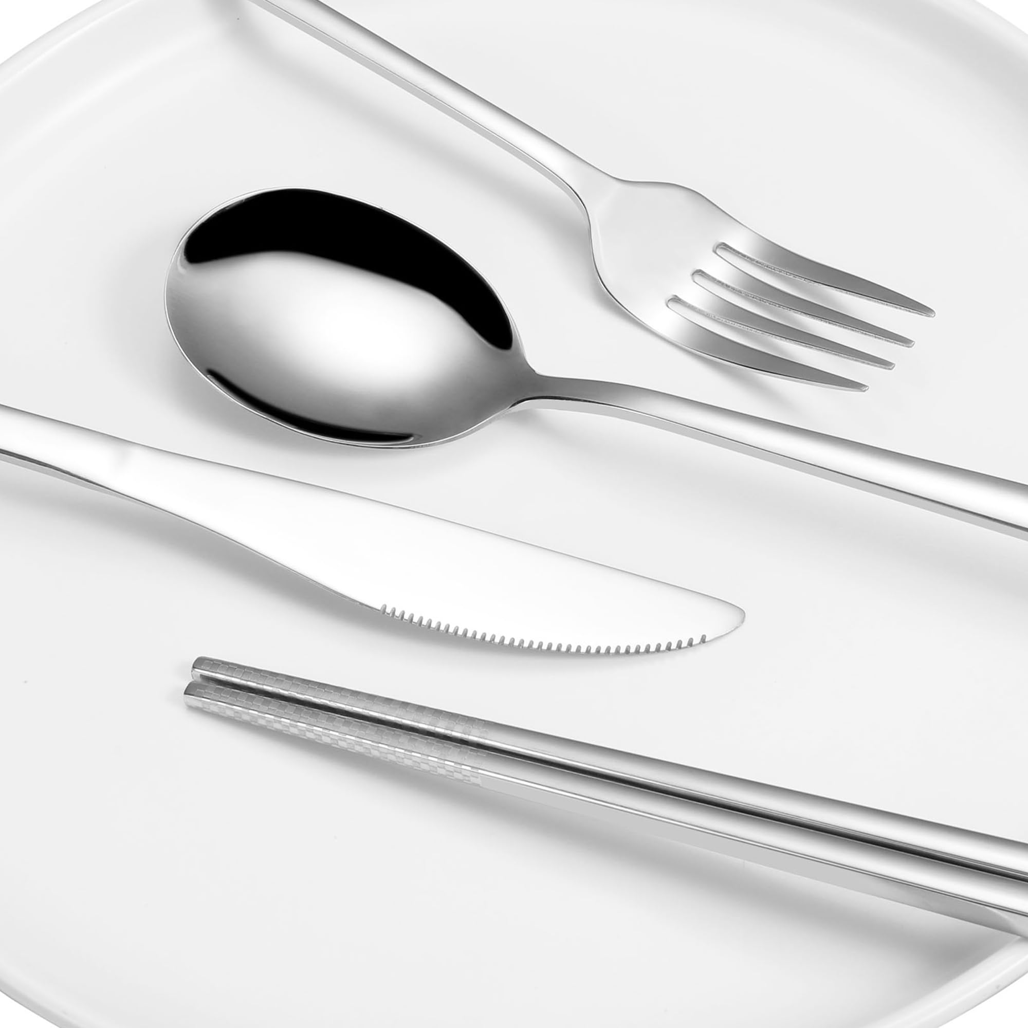 Premium Travel Cutlery Set - 18/8 Stainless Steel Reusable Utensils with Durable Metal Case | Compact Silverware for Camping, Hiking, Office, Travel & Outdoor Dining | Eco-Friendly Cutlery for Picnics, Road Trips & Sustainable Living