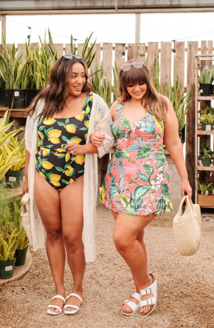 Lemon Drop Swimsuit - Women's One Piece Bathing Suit with Adjustable Straps & High Waist for Beach, Pool & Summer Vacations