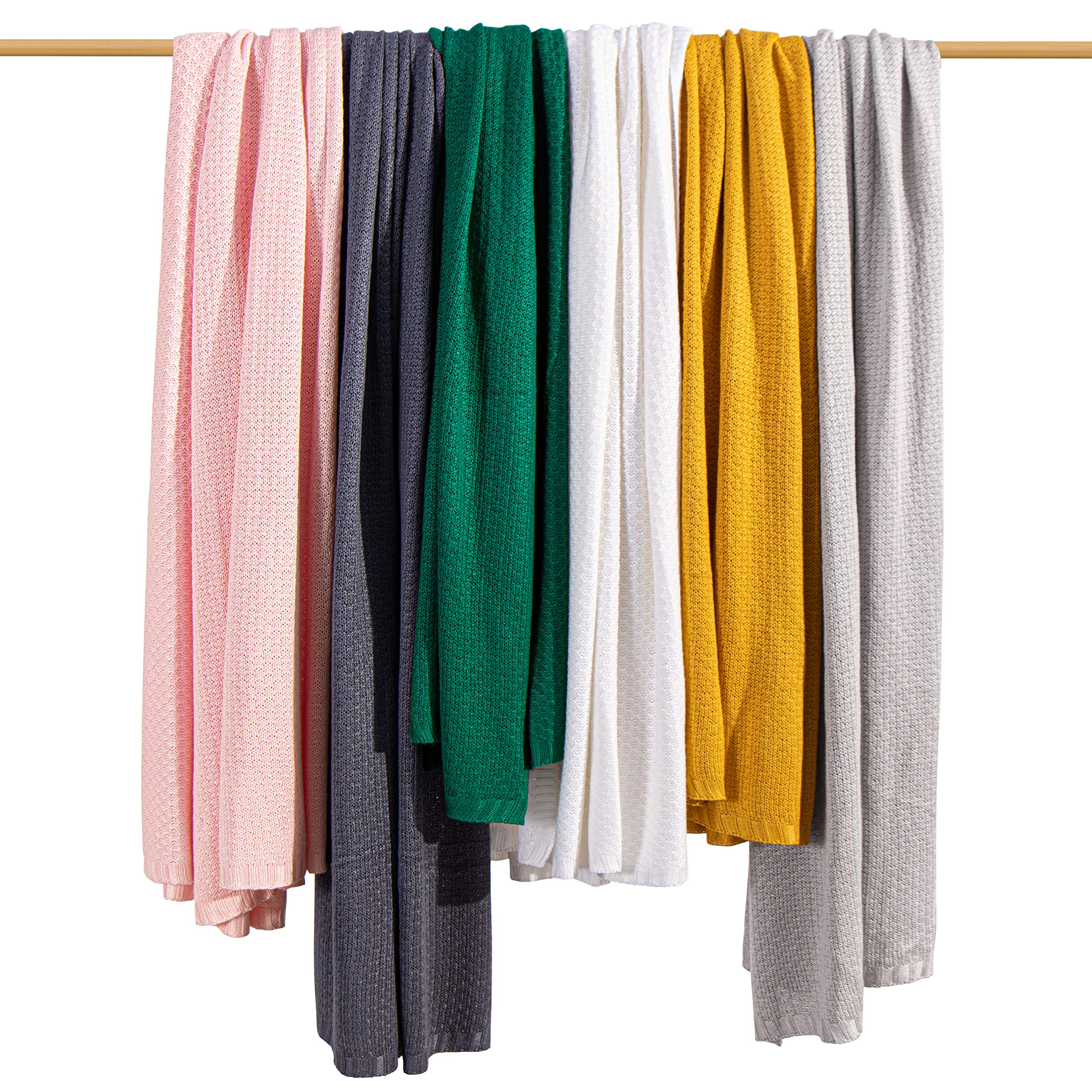 NTBAY Cooling Throw Blanket - Soft & Breathable Bamboo Rayon Cable Knit Blanket (51x67 Inches, 2.2 lbs) - Perfect for Summer Nights, Bedroom Decor, and Cozy Sofa Lounging - White