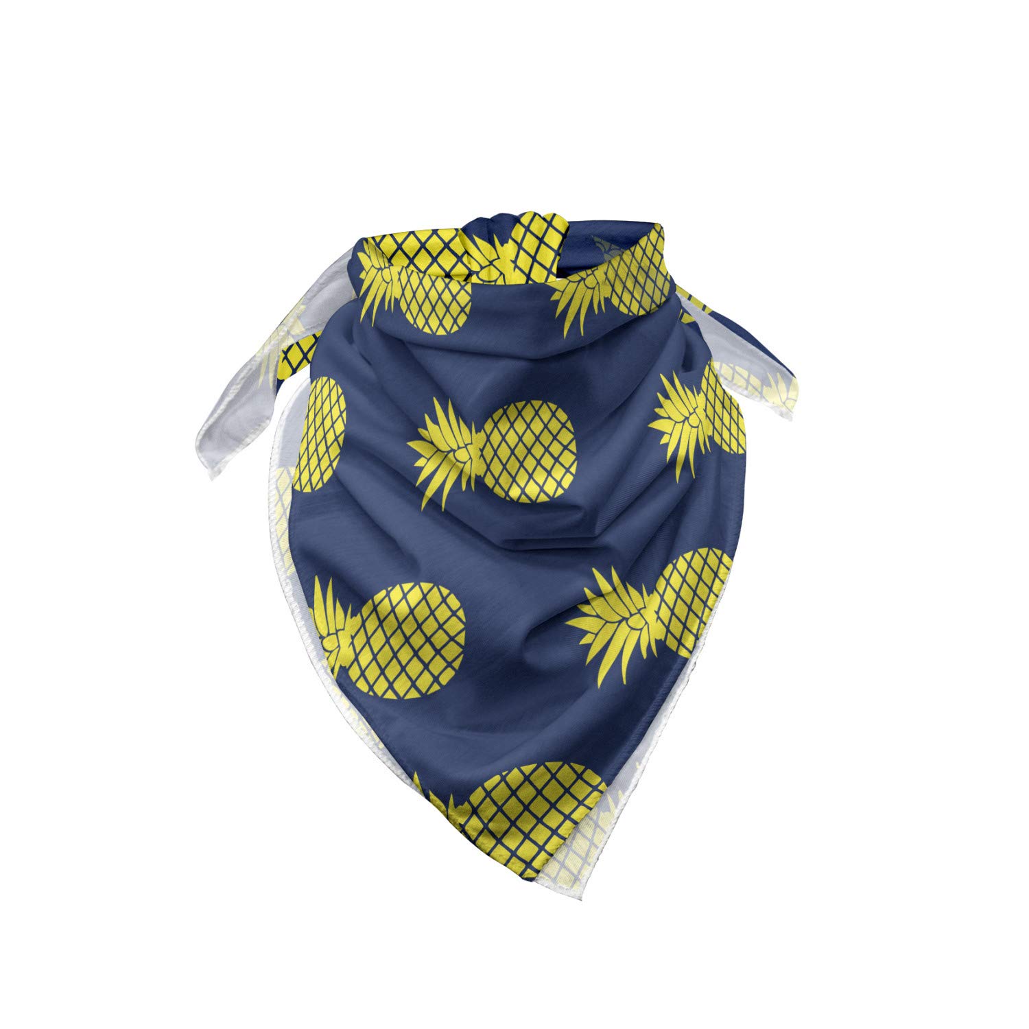 Ambesonne Unisex Bandana - Tropical Pineapple Print in Yellow & Night Blue - Stylish Headwear for Summer, Beach, Music Festivals & Outdoor Activities
