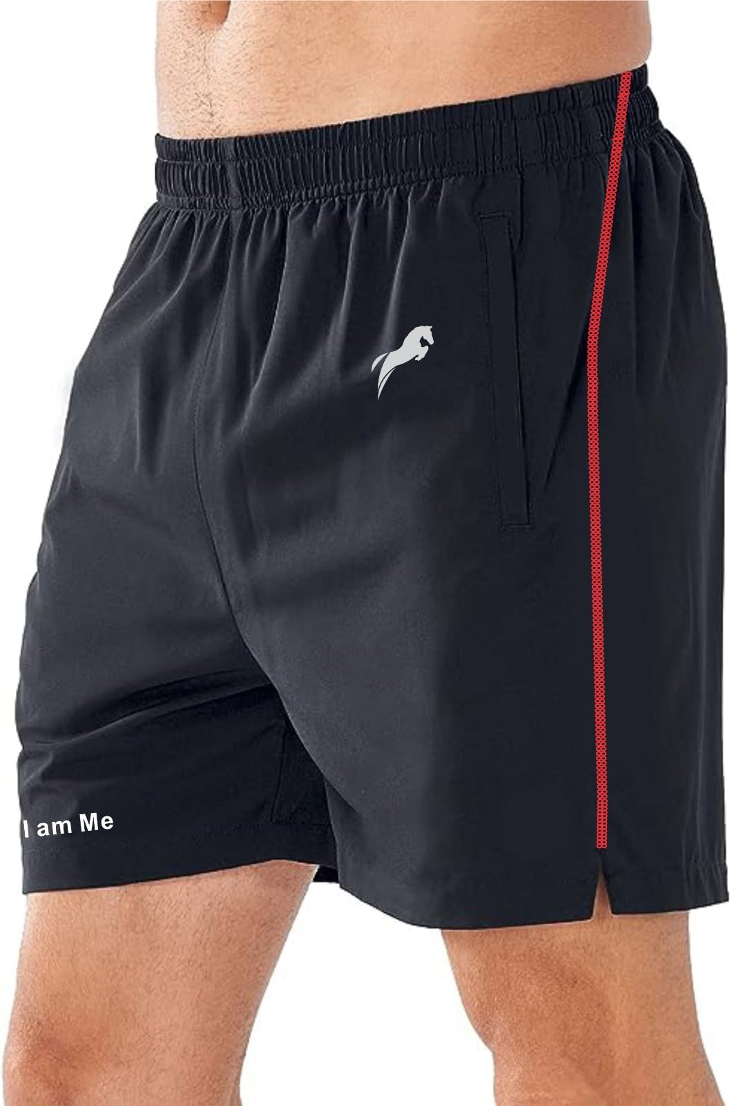 JUST RIDER Men's Quick-Dry Polyester Yoga & Running Shorts with 2 Zipper Pockets & Back Loop - Lightweight Gym Workout Shorts for Summer Sports, Jogging, and Active Lifestyle