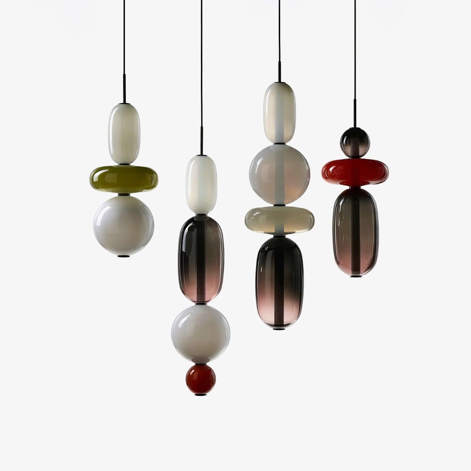 Stylish Candied Glass Pendant Light Set - Modern Hanging Fixture for Dining Room, Kitchen Island & Bedroom Decor