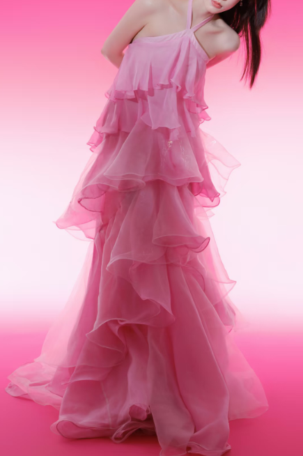 Elegant Pink Layered Long Prom Dress for Women - Formal Evening Gown for Parties, Homecoming, and Special Occasions - Style J5086