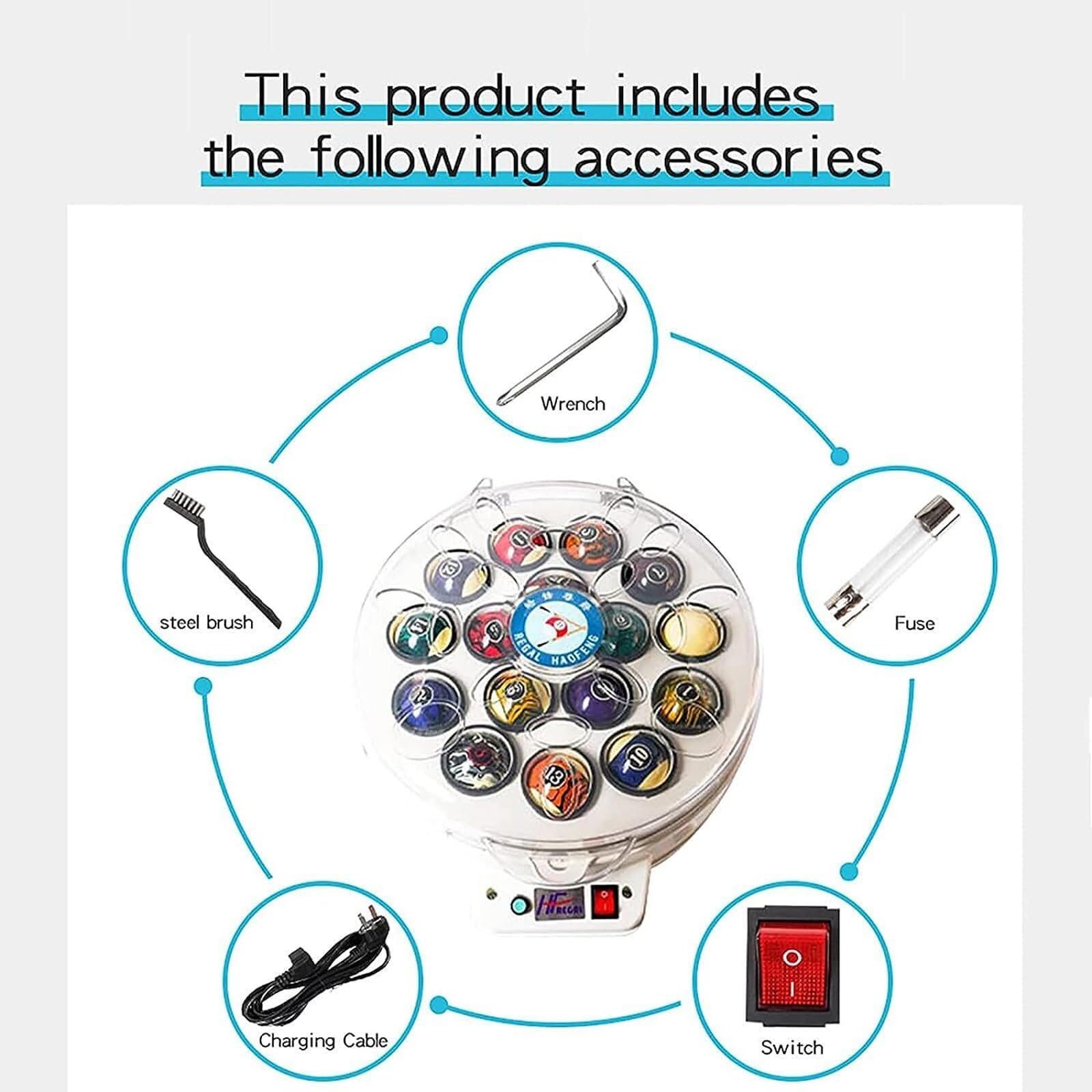 Automatic Billiard Ball Polishing & Cleaning Machine for 16/22 Balls - Pool Ball Washer & Polisher for Professional & Home Use - Perfect for Pool Halls, Game Rooms & Home Entertainment