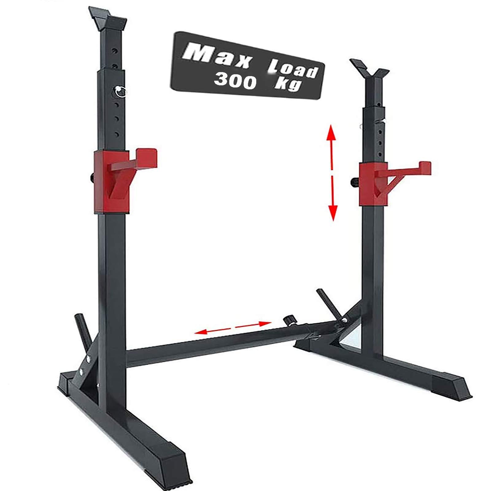 Adjustable Pull Up Bar Squat Rack with Dumbbell & Barbell Holder - 300kg Max Load, Home Gym Equipment for Strength Training | Perfect for Home Workouts, Weightlifting & CrossFit