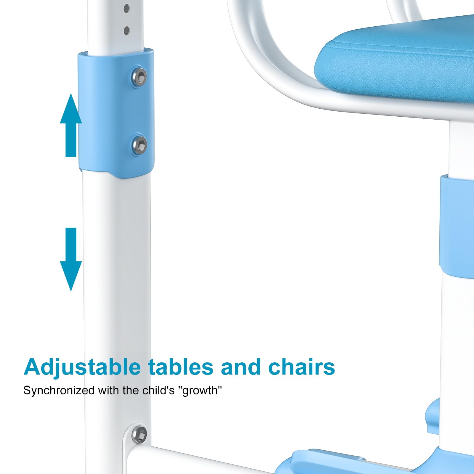 Frogued Adjustable Kids Study Desk and Chair Set - Ergonomic Height Adjustable Children's Writing Table with Storage Drawer, Bookshelf & Astronaut Design (Blue) - Perfect for Homework, Reading & Online Learning in Bedroom or Playroom