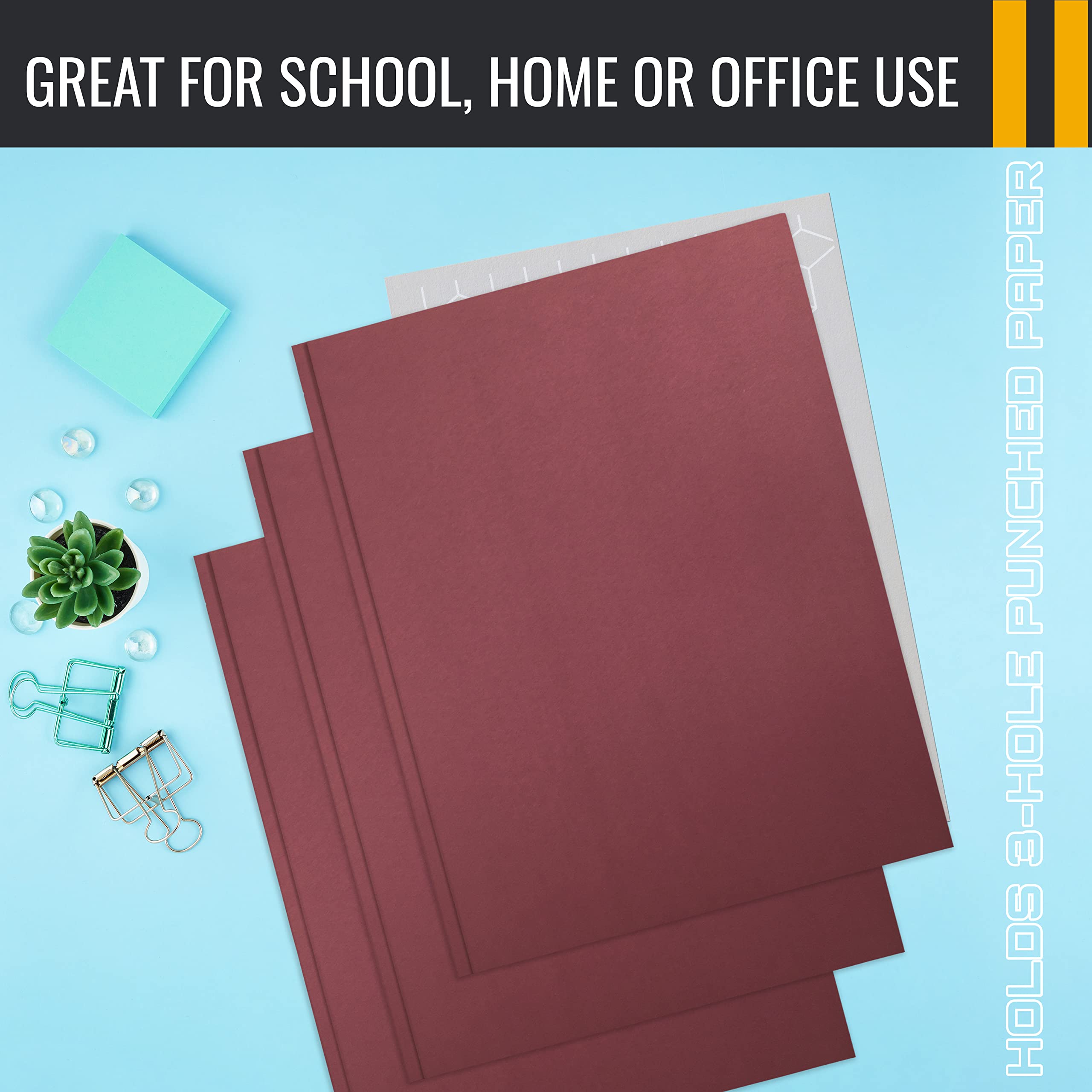 50 Pack Burgundy Red 2-Pocket Folders with Prong Fasteners - Matte Finish Letter Size Office Folders for School, Work & Document Organization