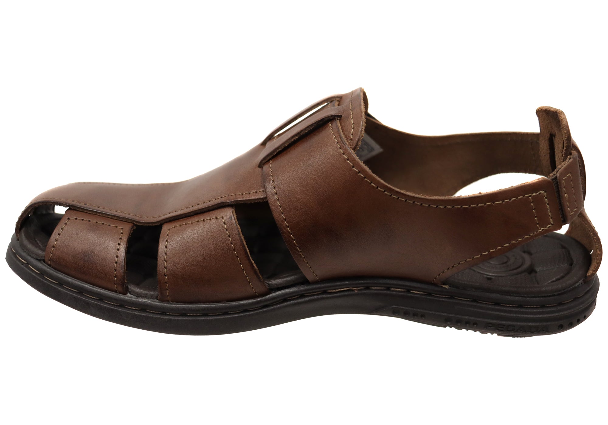 **Pegada Kedge Men's Leather Comfortable Sandals – Handmade in Brazil – Perfect for Beach, Travel & Casual Wear**