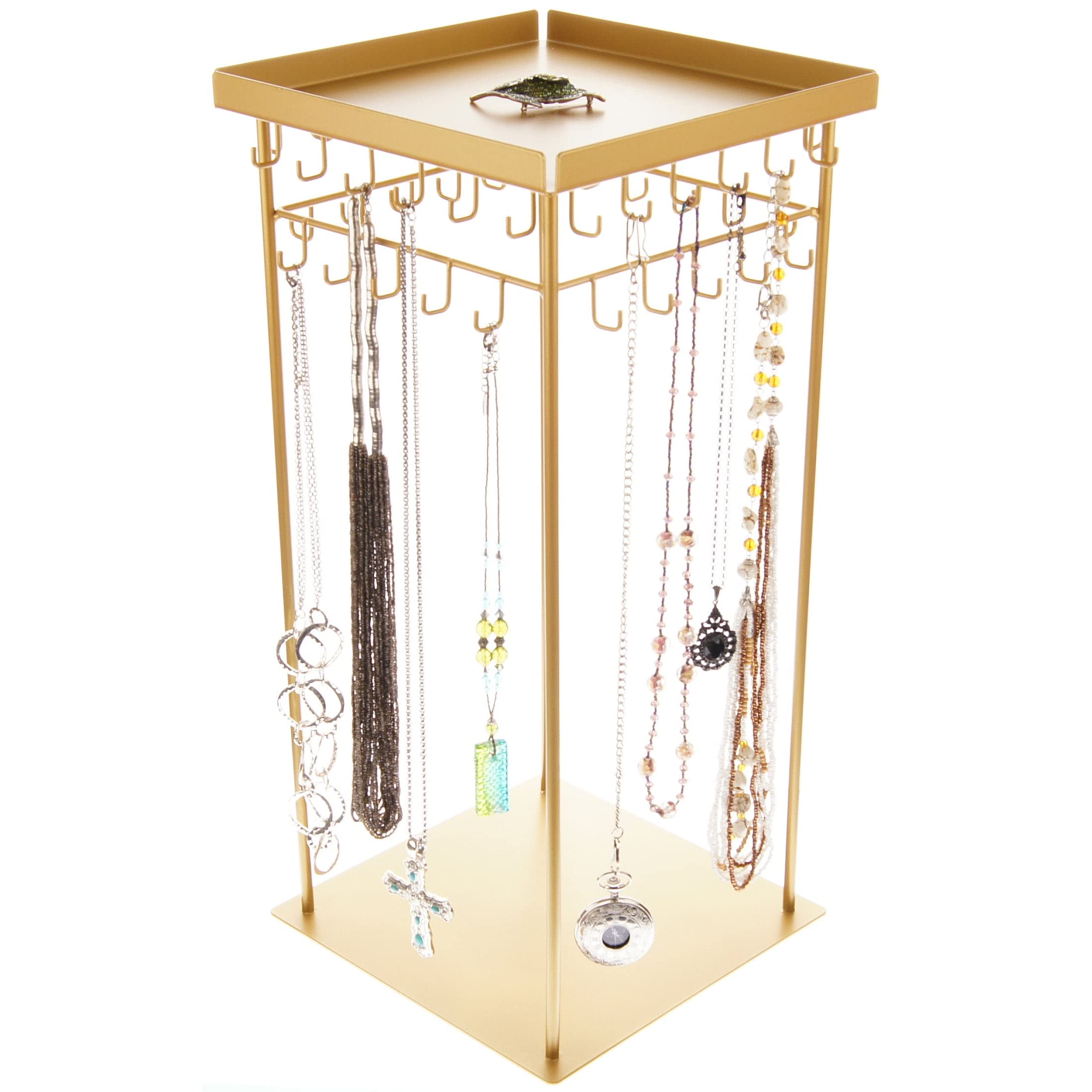 Angelynn's Extra Large 360° Rotating Spinning Tall Necklace Holder Organizer Display Stand - Commercial Countertop Jewelry Rack in Denise Gold - Perfect for Retail Stores, Boutiques & Home Jewelry Organization