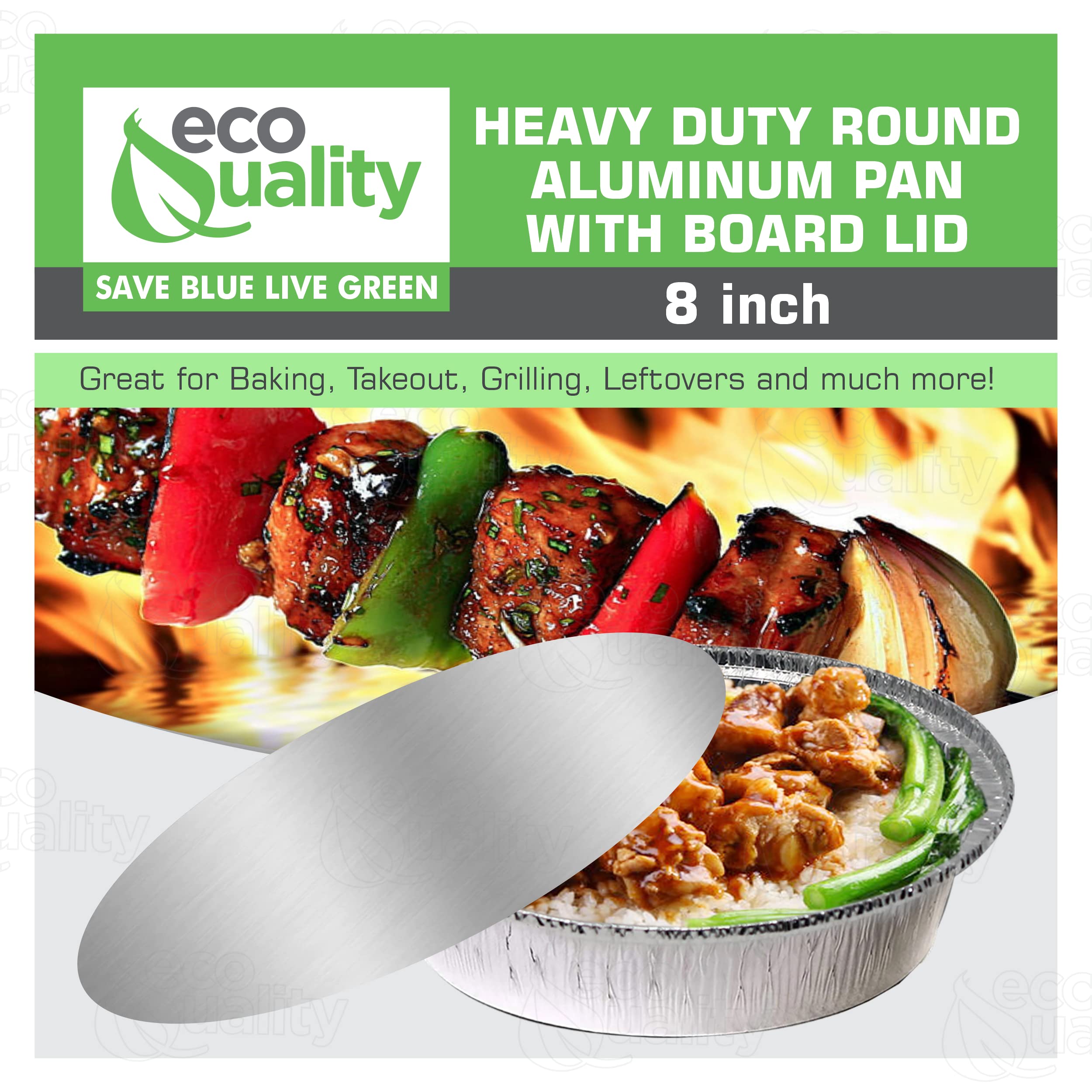 (200 Pack) 8 Inch Disposable Round Aluminum Foil Pans with Board Lids - Eco-Friendly Baking & Catering Containers for Restaurants, Parties, Meal Prep & Food Storage | Perfect for Takeout, Picnics & Holiday Cooking
