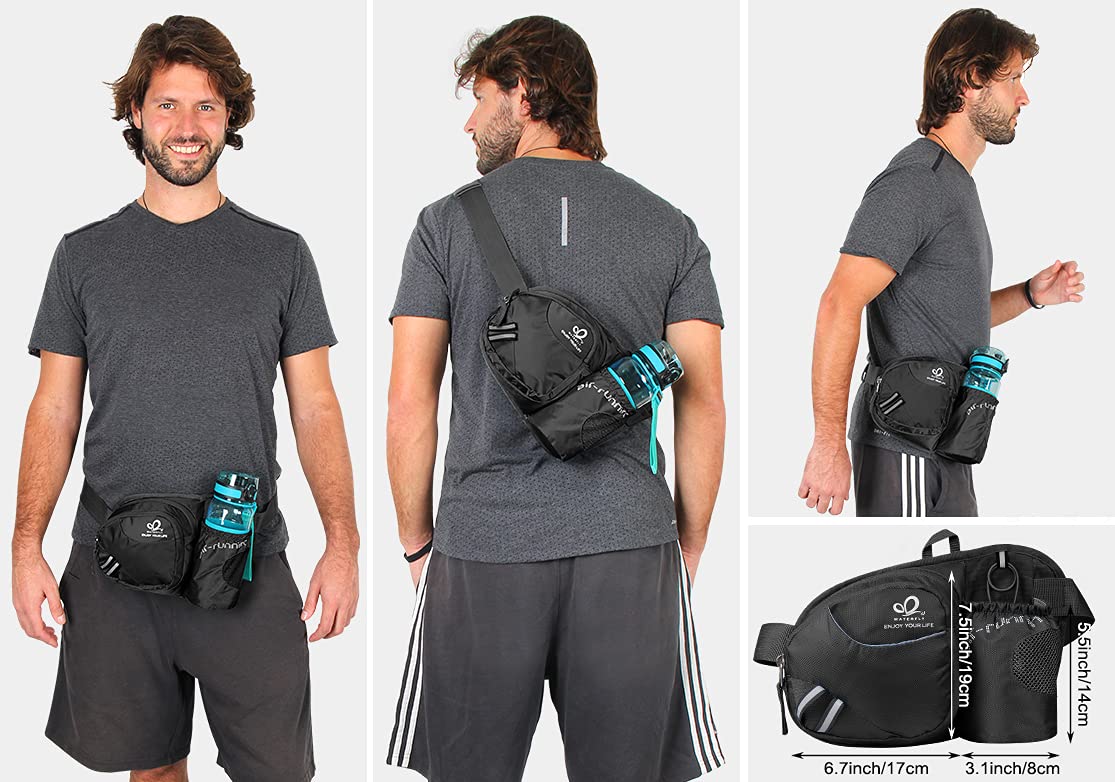 WATERFLY Hiking Fanny Pack with 24oz BPA-Free Water Bottle - Outdoor Adventure Gear