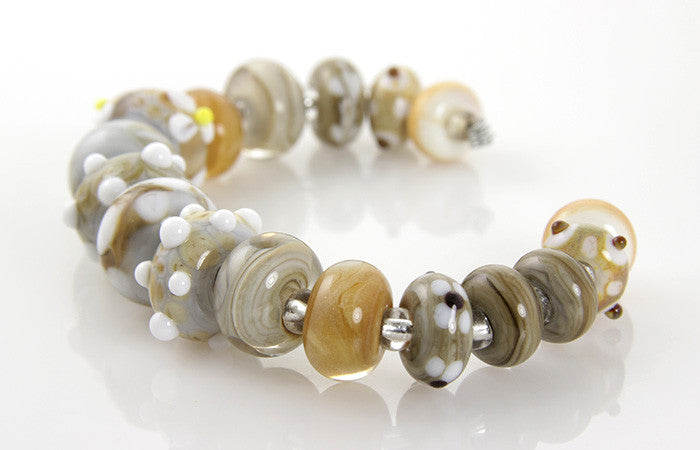 Handmade Tawny Brown Lampwork Glass Beads Set - 50pcs for Jewelry Making, DIY Crafts, Bracelets & Necklaces - Perfect for Bohemian Style Accessories & Gift Giving