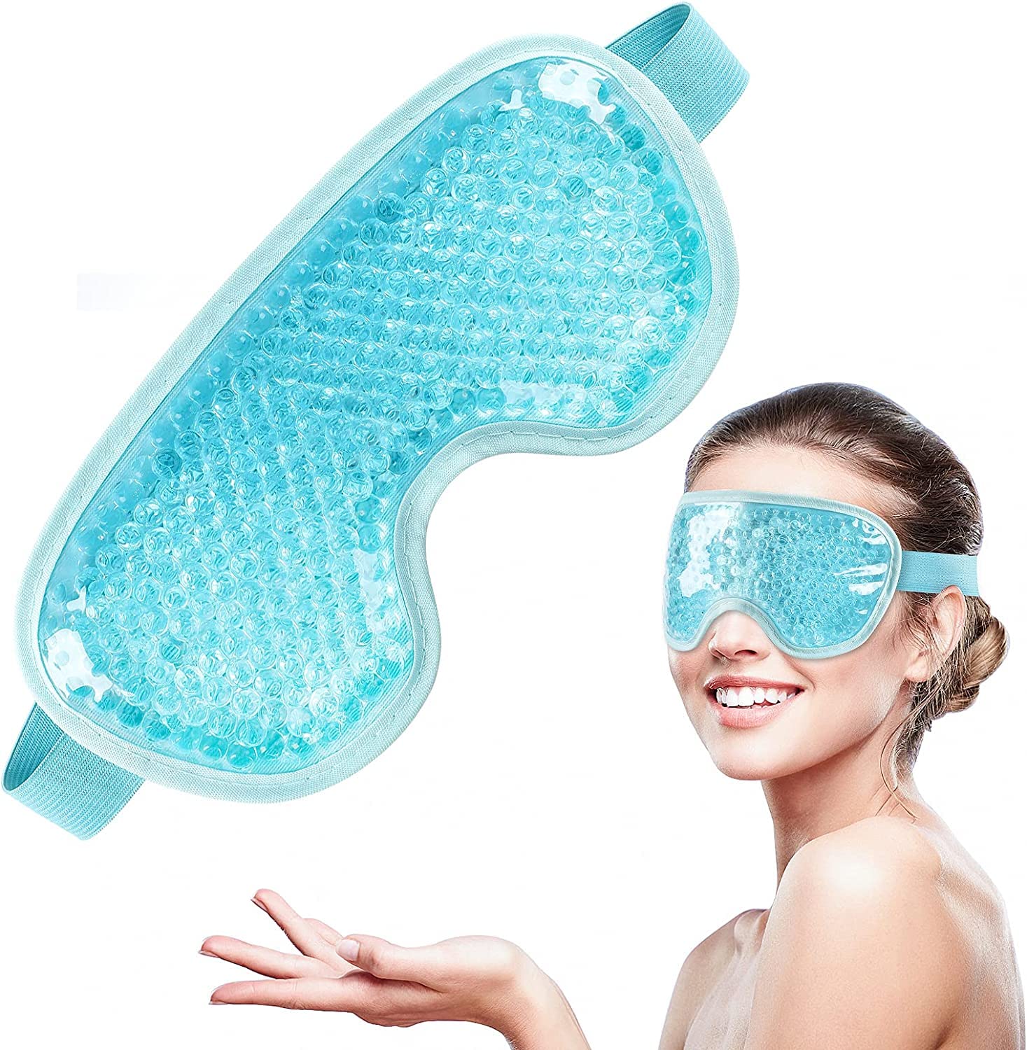 Deoxys Cooling Gel Ice Mask - Reusable Hot & Cold Therapy for Headache, Migraine & Puffiness Relief | Dark Circle & Eye Bag Treatment | Soothing Dry Eyes | Perfect for Stress Relief, Post-Workout Recovery & Beauty Sleep