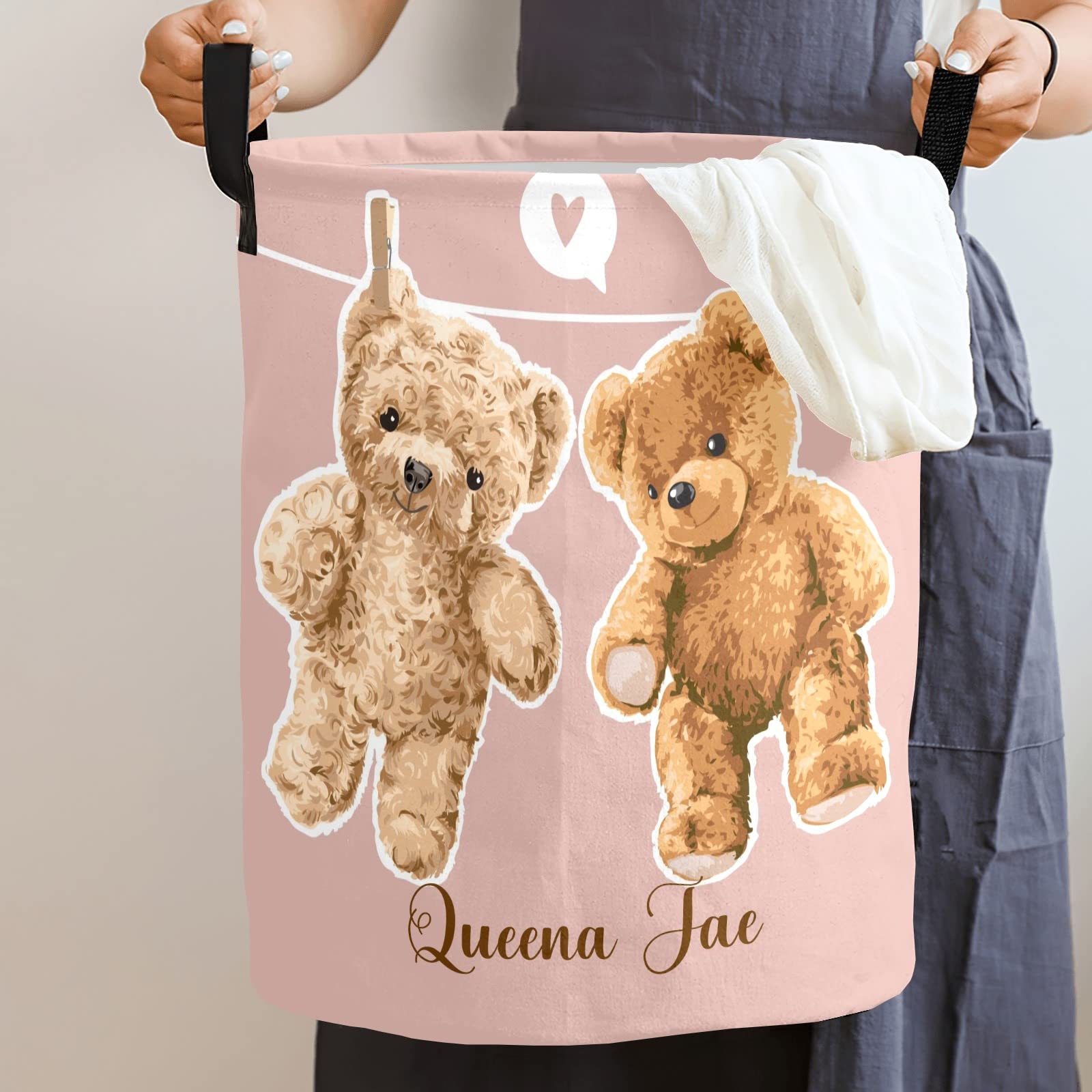 True Friends Teddy Bear Storage Bin - Waterproof Oxford Fabric Laundry Hamper, Toy Organizer & Gift Basket for Nursery, Bedroom, Kids Room - Perfect for Clothes Storage, Baby Essentials & Home Organization