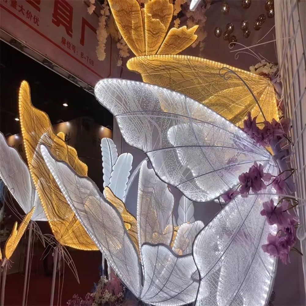 2 Pack LED Hanging Butterfly Lights Decor - 24 Inch Iron Butterfly Ornaments for Wedding, Party, Garden & Home Decor (White Light) - Perfect for Indoor & Outdoor Events, Festivals, and Romantic Ambiance