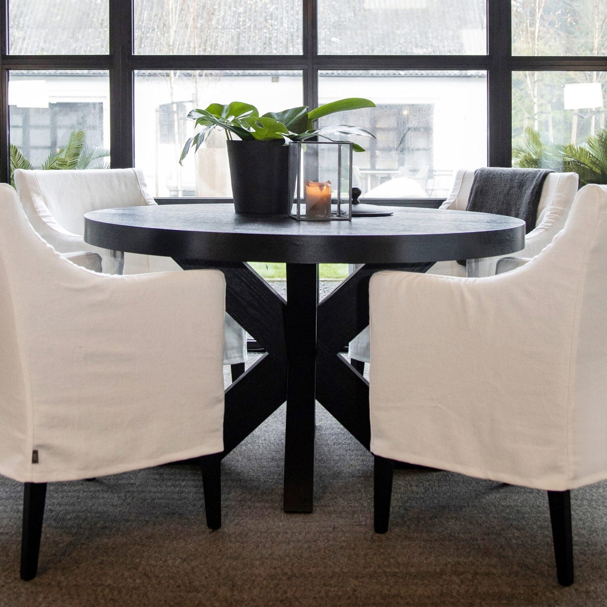Artwood Hunter Round Dining Table 130cm - Modern Black Wooden Dining Table for Kitchen, Dining Room & Small Spaces | Perfect for Family Gatherings & Dinner Parties