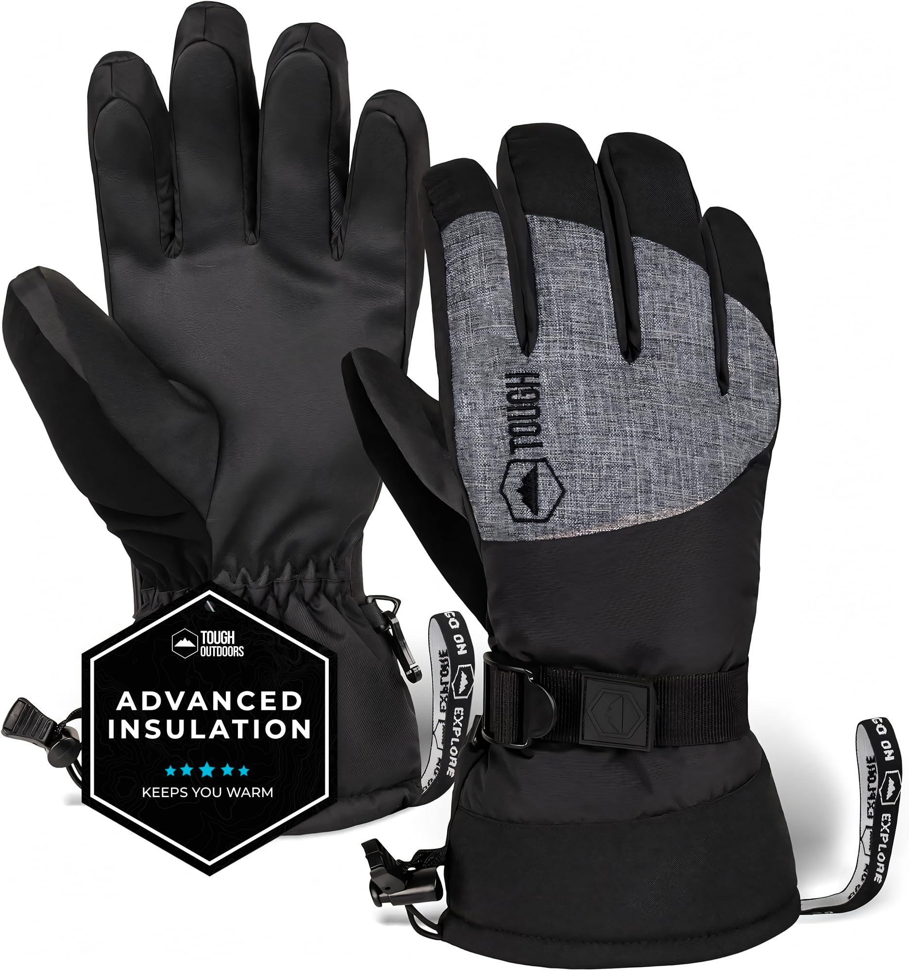 Tough Outdoors Snow Gloves - Waterproof Insulated Ski & Snowboard Gloves for Men & Women | Winter Sports, Hiking & Cold Weather Protection