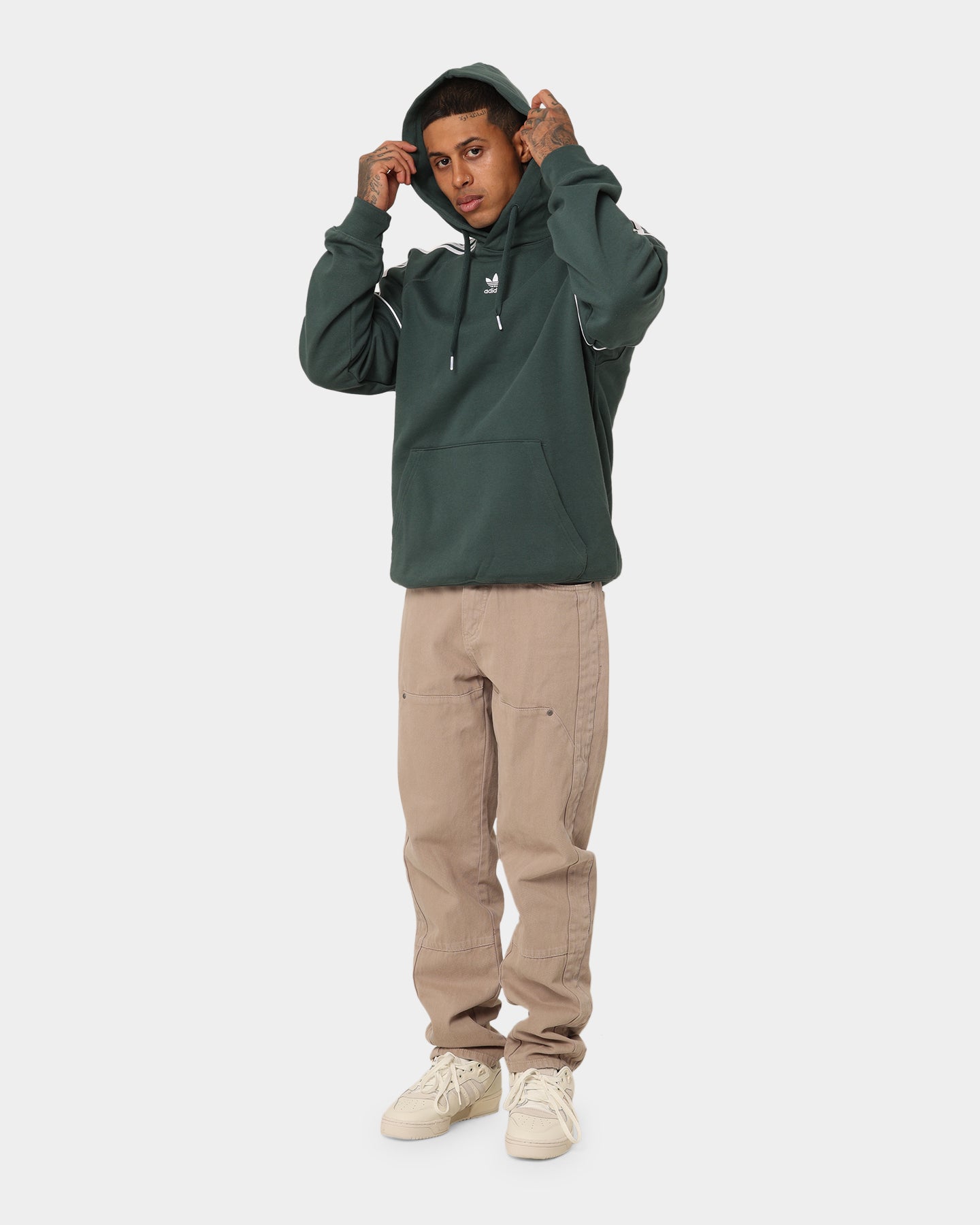 Adidas Essential Hoodie for Men & Women - Soft Cotton Pullover Sweatshirt with Kangaroo Pocket - Mineral Green - Perfect for Casual Wear, Gym & Outdoor Activities