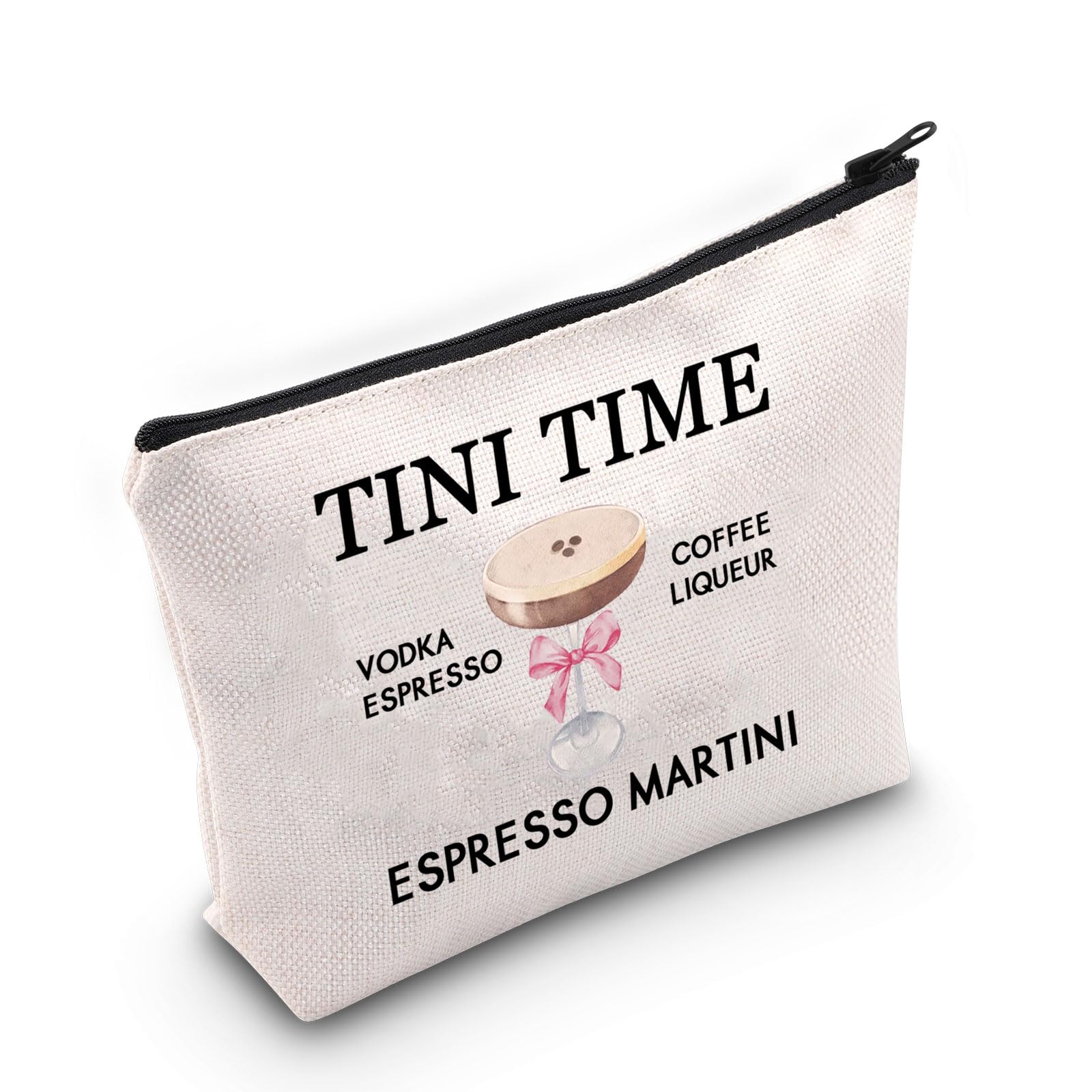 TSOTMO Espresso Martini Makeup Bag - Cocktail Lovers Gift, Zipper Pouch for Cosmetics & Accessories - Perfect for Travel, Parties & Night Out Essentials
