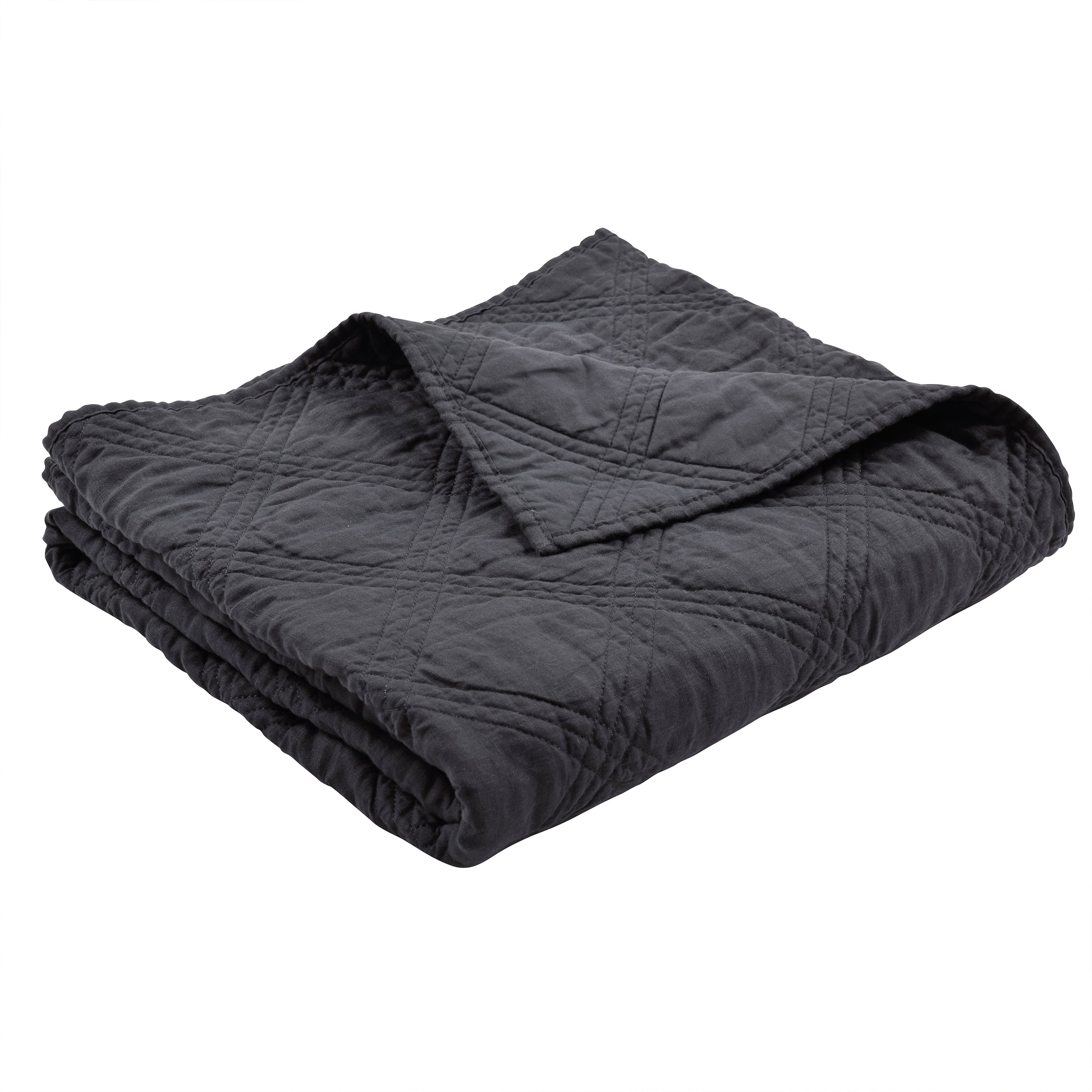 Soft Washed Linen Quilted Throw Blanket - Lightweight & Breathable for All Seasons - Perfect for Sofa, Bed, or Outdoor Picnics