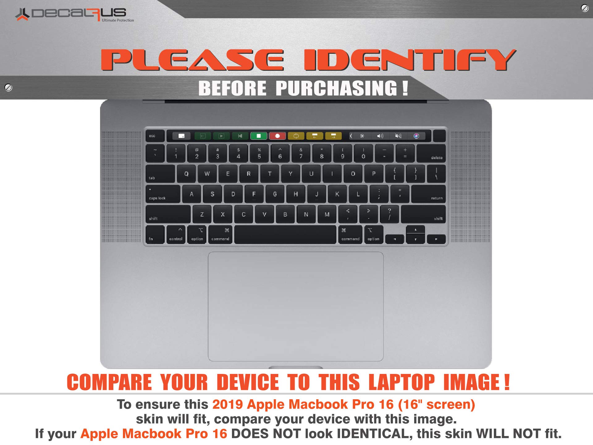 Decalrus Protective Decal Skin Sticker for 2019 Apple MacBook Pro 16
