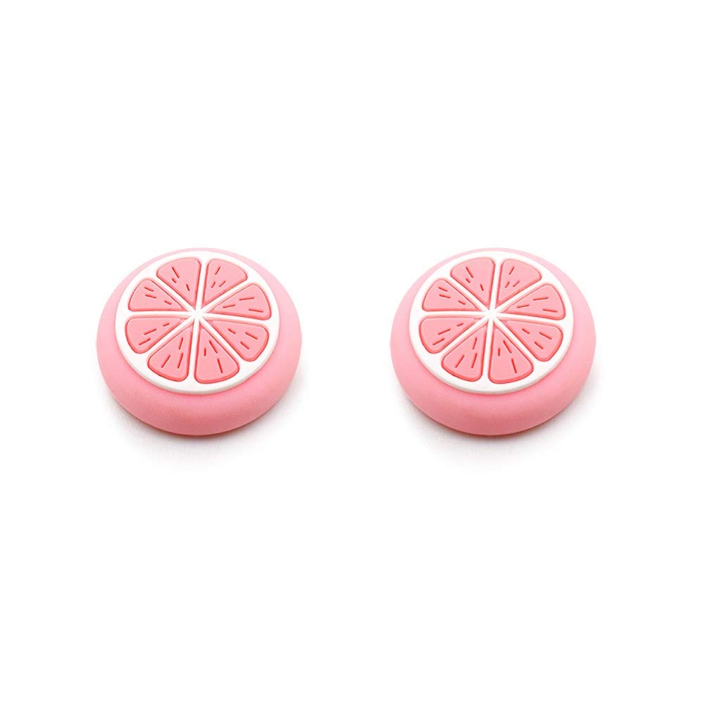 2PCS Pink Switch Lite Joystick Thumb Grip Covers - Soft Silicone Thumbstick Caps for Nintendo Switch Lite - Perfect for Gaming Comfort & Enhanced Grip (Fruit Design) - Ideal for Long Play Sessions & Hand Protection