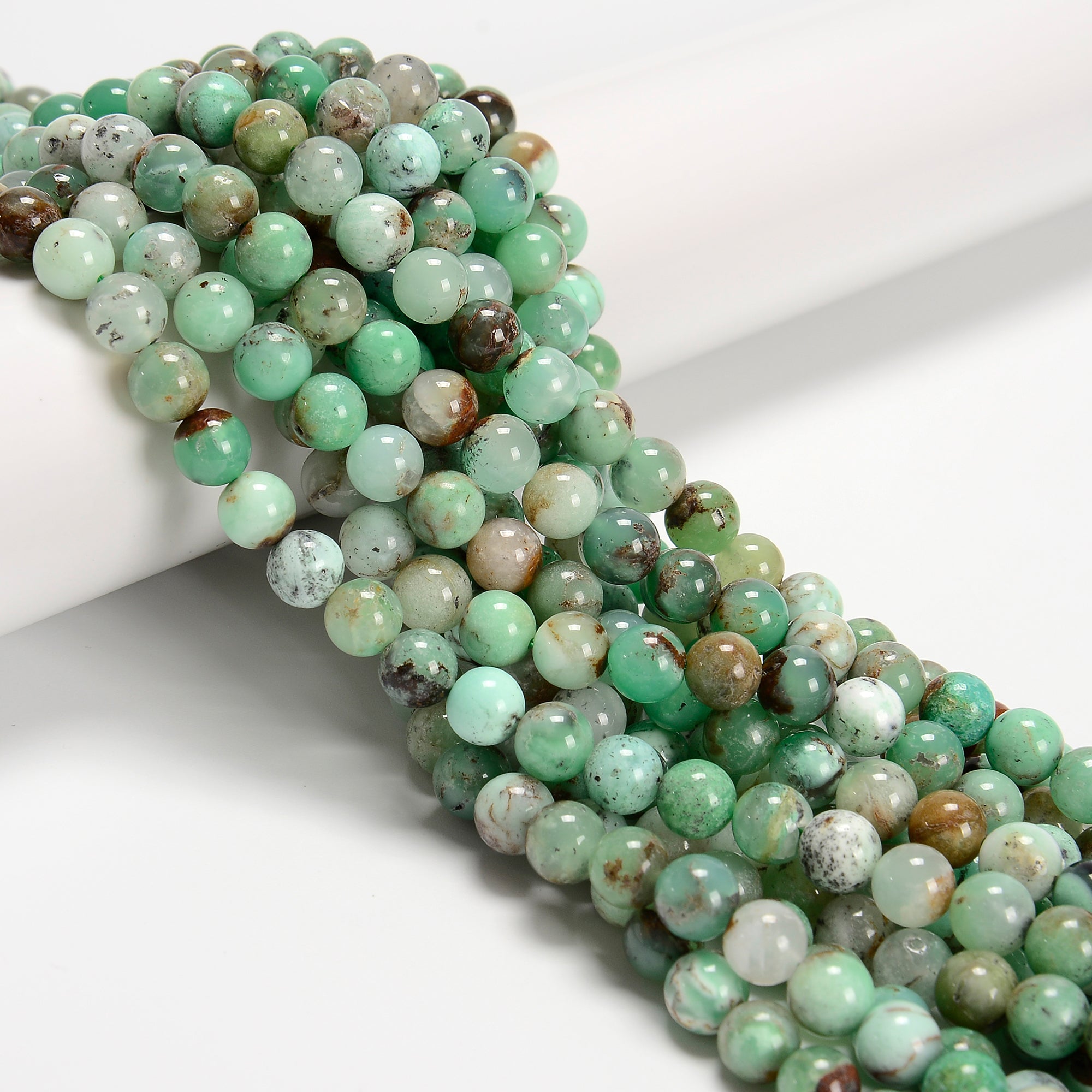 Premium Grade A Natural Chrysoprase Smooth Round Beads - 6mm & 8mm Sizes - 15.5