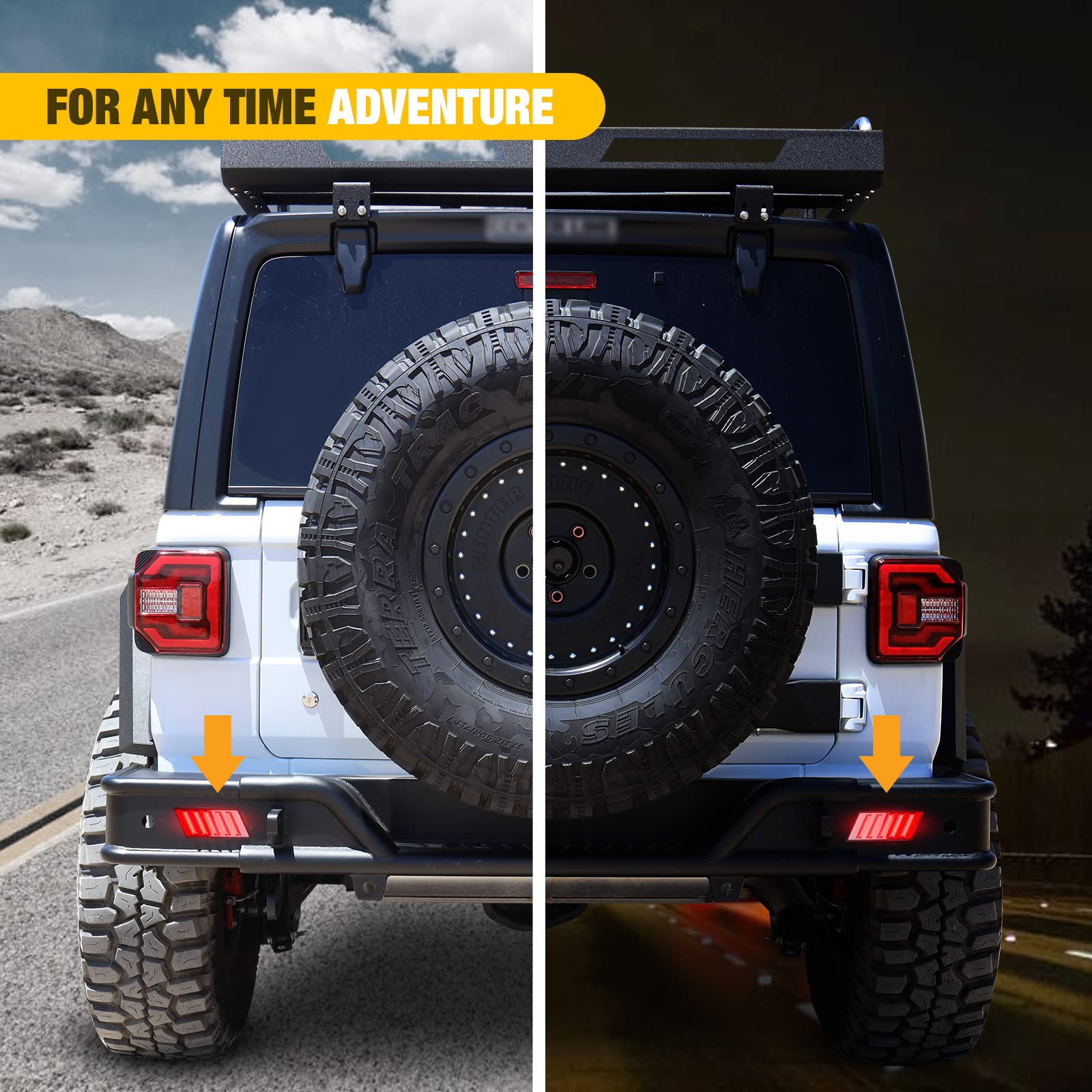 WOLFSTORM Alloy Steel Rear Bumper with LED Position Lights for 2018-2022 Jeep Wrangler JL/JLU | Heavy-Duty Replacement Bumper for Off-Road Adventures & Enhanced Vehicle Protection