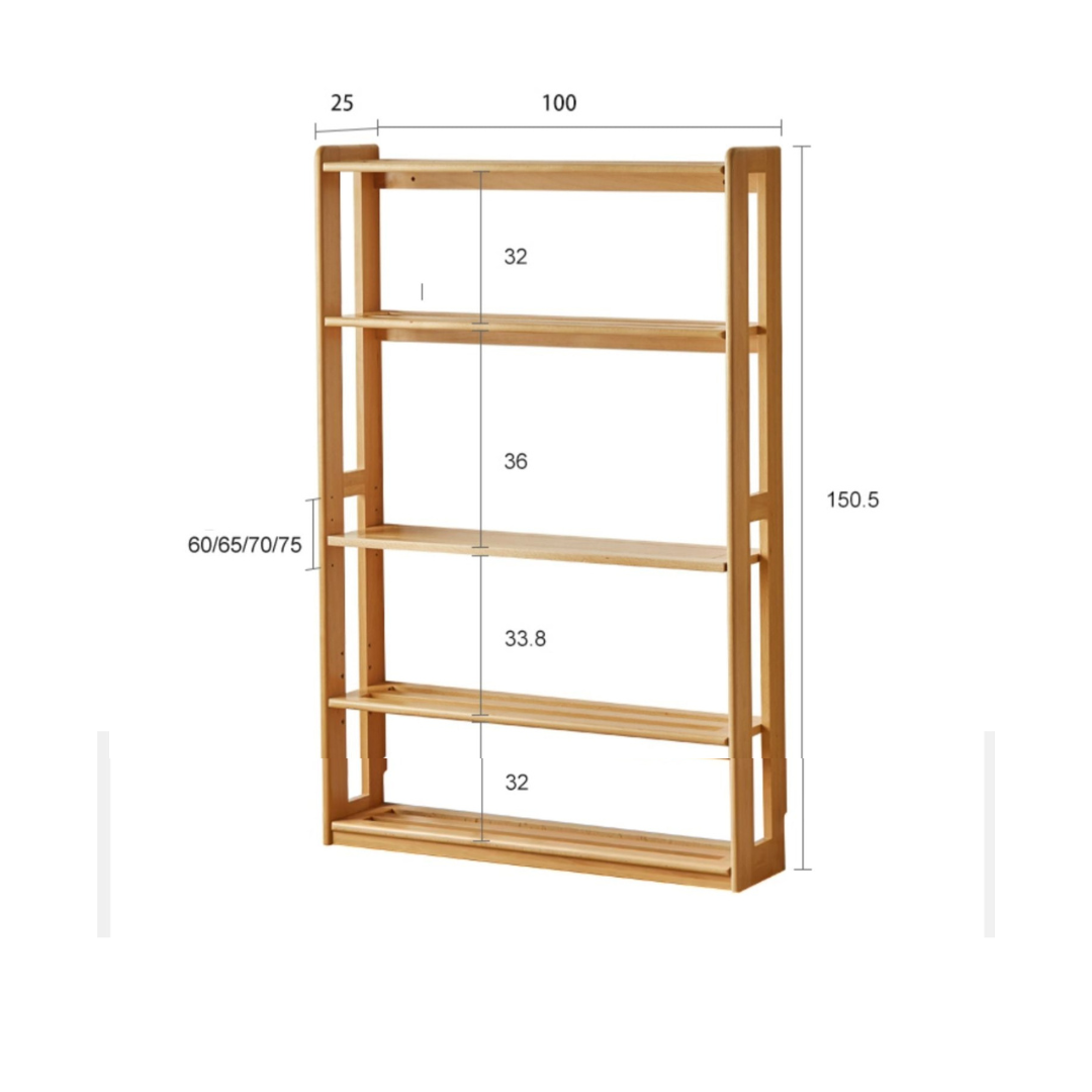 Solid Wood Floor-to-Ceiling Bookshelf - Beech & Oak Wooden Storage Shelf for Books, Toys, and Home Decor | Perfect for Living Room, Nursery, and Home Office Organization
