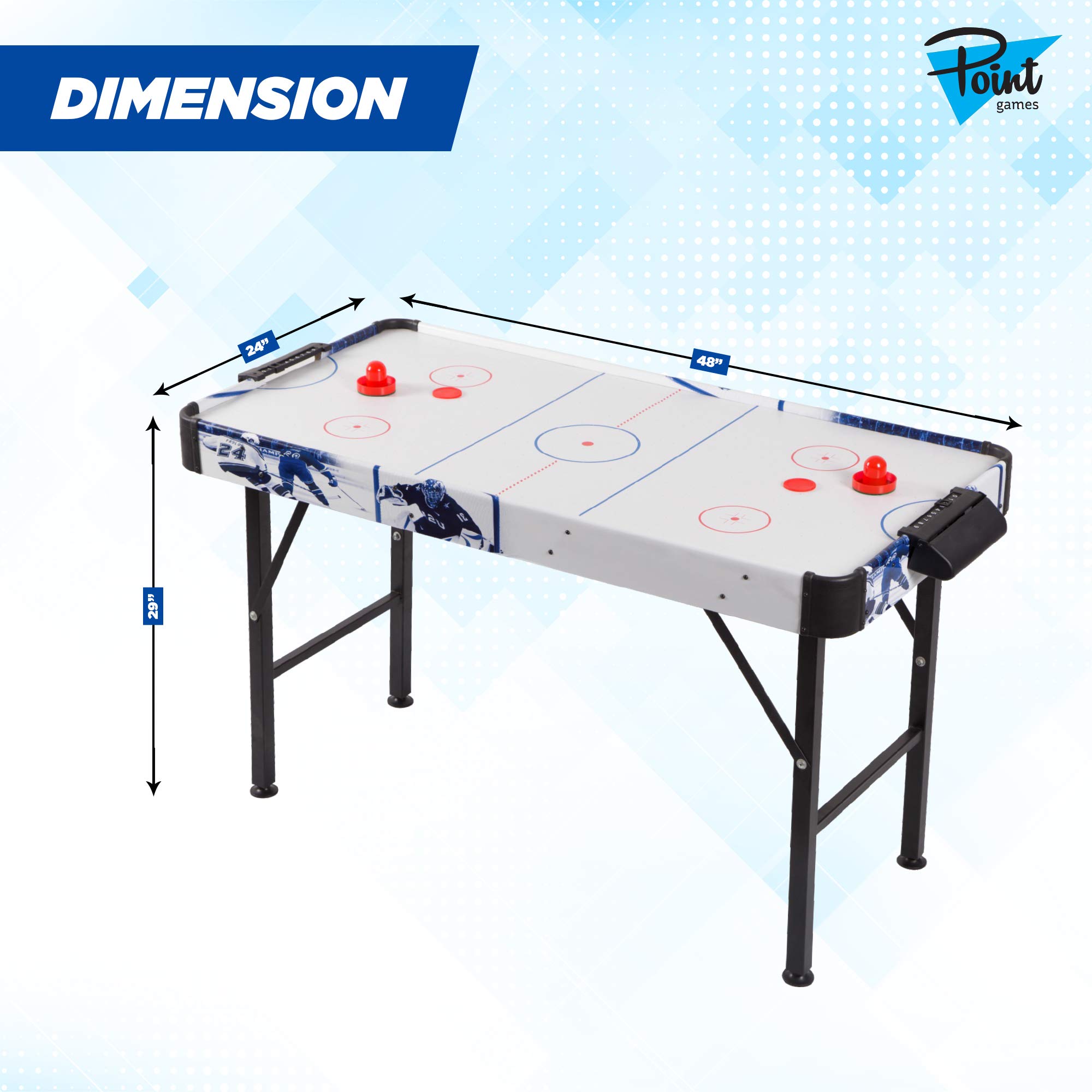 Electric Powered Air Hockey Table for Kids & Adults - Foldable Tabletop Game for Indoor Fun - Perfect for Family Game Nights, Parties & Playrooms