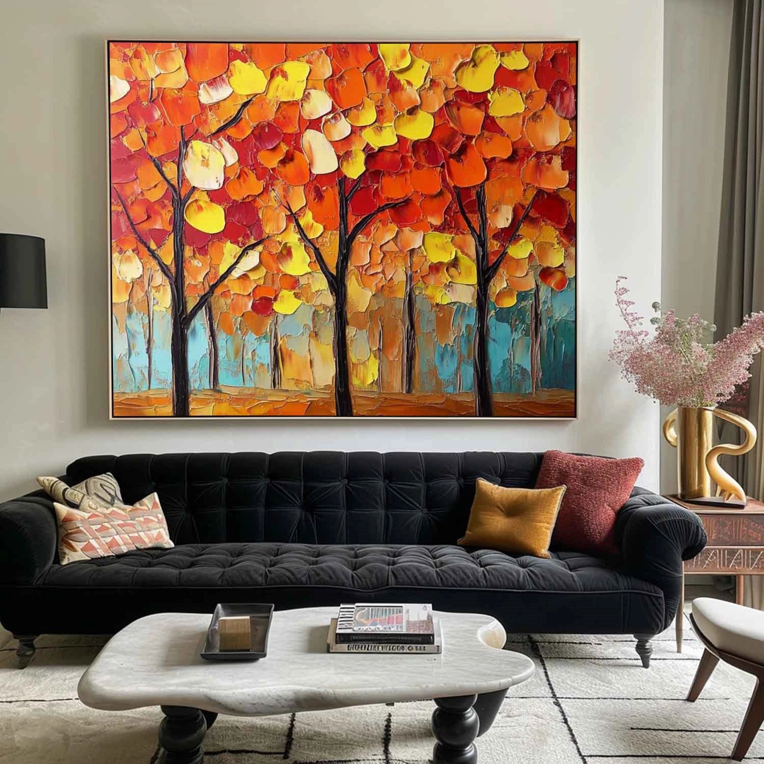 Beautiful Flower and Tree Canvas Painting #FT155 - Perfect for Home Decor, Living Room, Bedroom & Office Wall Art