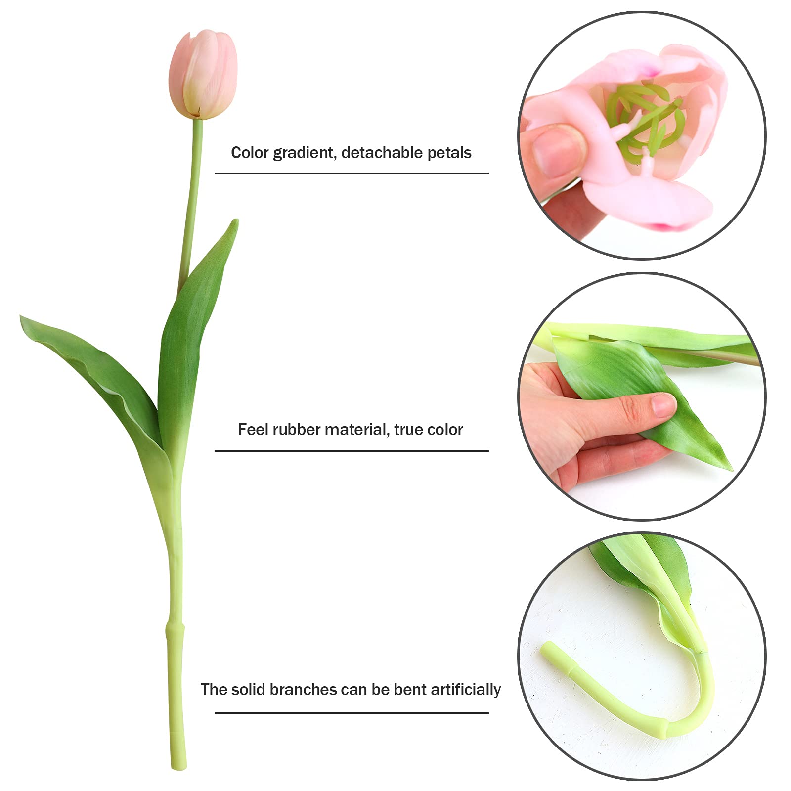 10pcs Real Touch Artificial Tulips - Soft Faux Latex Flowers with Gift Box for Wedding, Party & Home Decor | Pink Tulip Bouquet for Table Centerpieces, Living Room & Bedroom Decoration