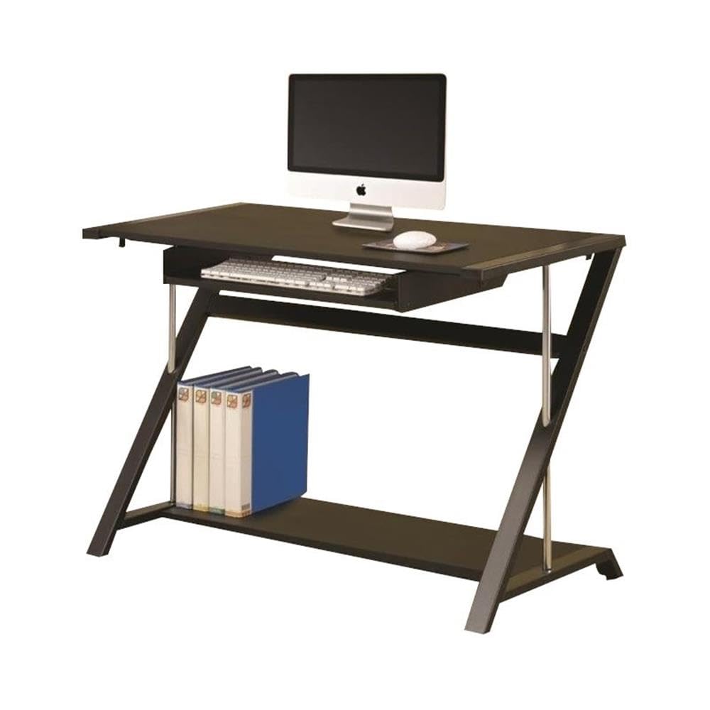 Black Coaster Furniture Computer Desk with Bottom Shelf - Modern Home Office Desk for Work & Study, Durable Writing Table for Small Spaces, Perfect for Remote Work & Online Classes