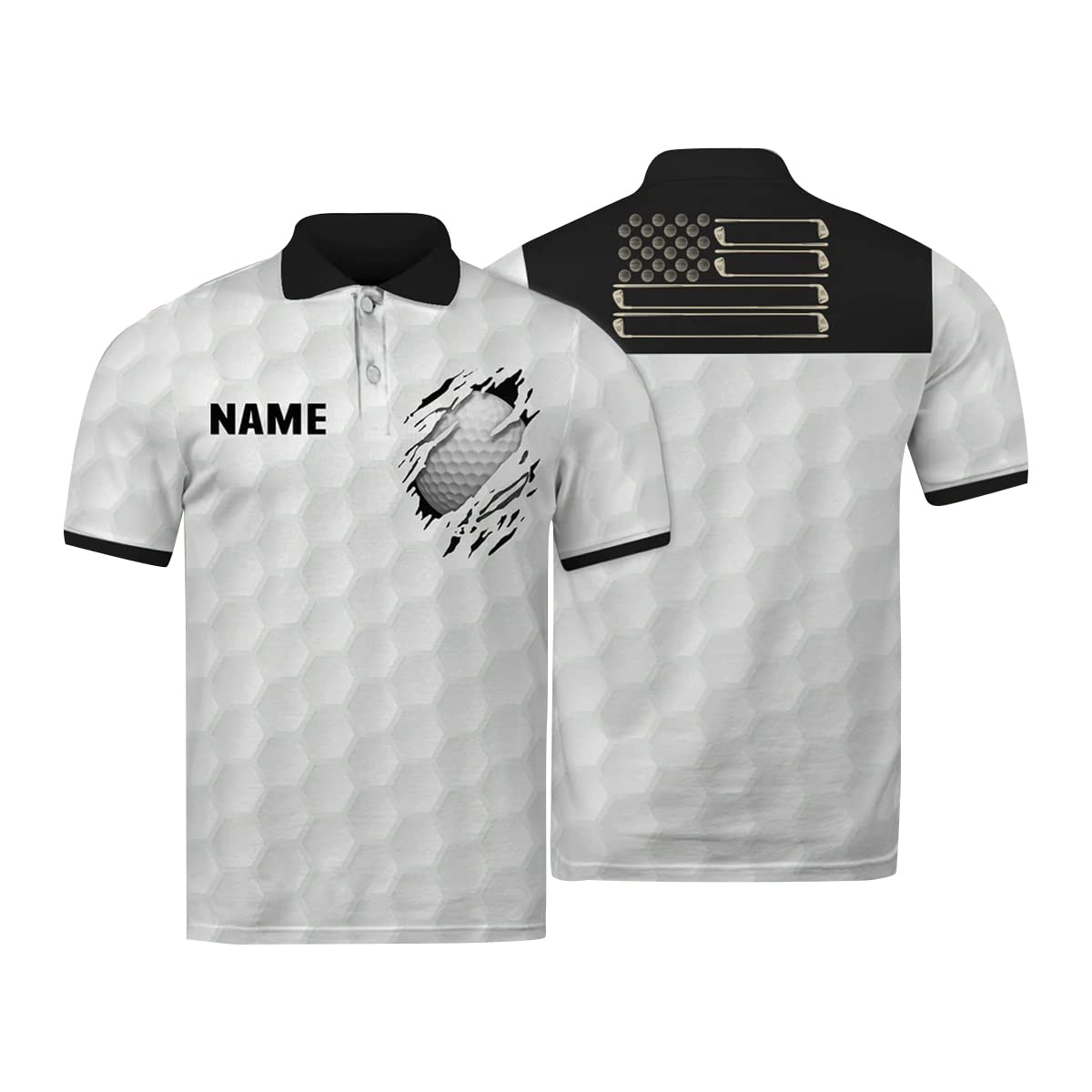 Custom Golf Polo Shirts for Men - Breathable & Stylish Golf Ball Print Polo Shirt - Perfect for Golf Tournaments, Casual Wear & Office Attire