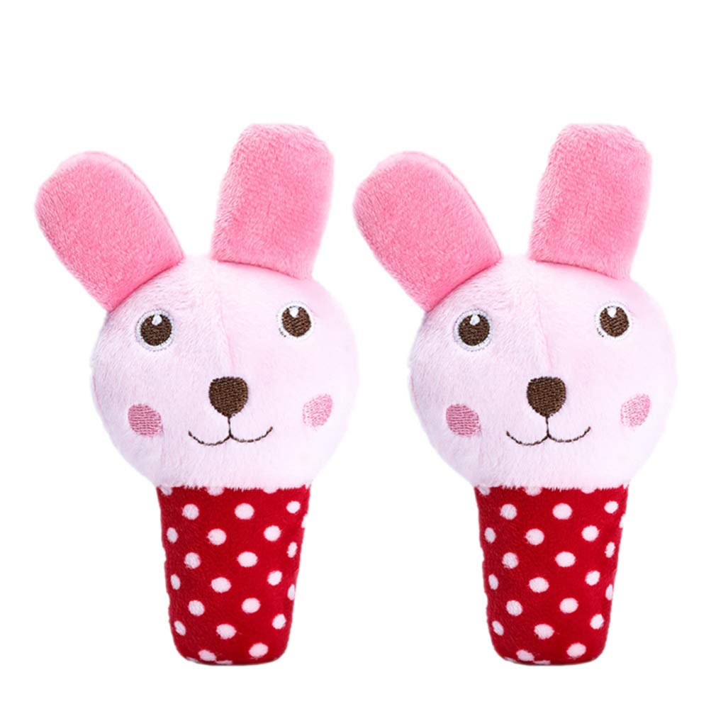 Balacoo 2-Pack Rabbit Shaped Pet Chew Toys - Soft Fluffy Stuffed Animal Interactive Dog & Cat Toys for Teething Puppies - PP Cotton Safe Biting Toys for Small Pets - Perfect for Playtime, Training & Anxiety Relief