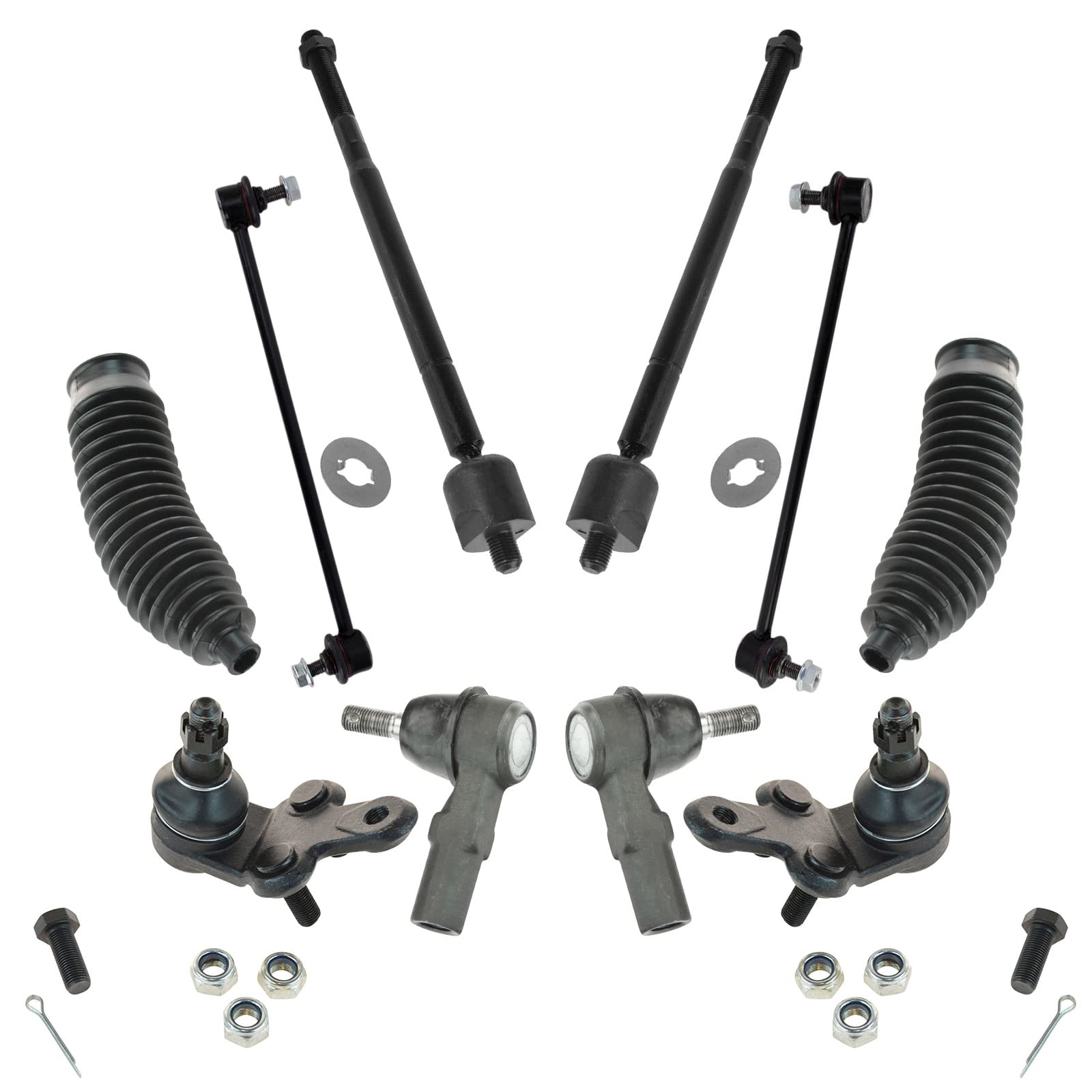 TRQ Steering & Suspension Kit - 10-Piece Set (Rack Boots, Ball Joints, Tie Rods, Sway Links) for 1998-2003 Toyota Sienna - Improve Ride Comfort & Handling for Daily Commutes & Road Trips