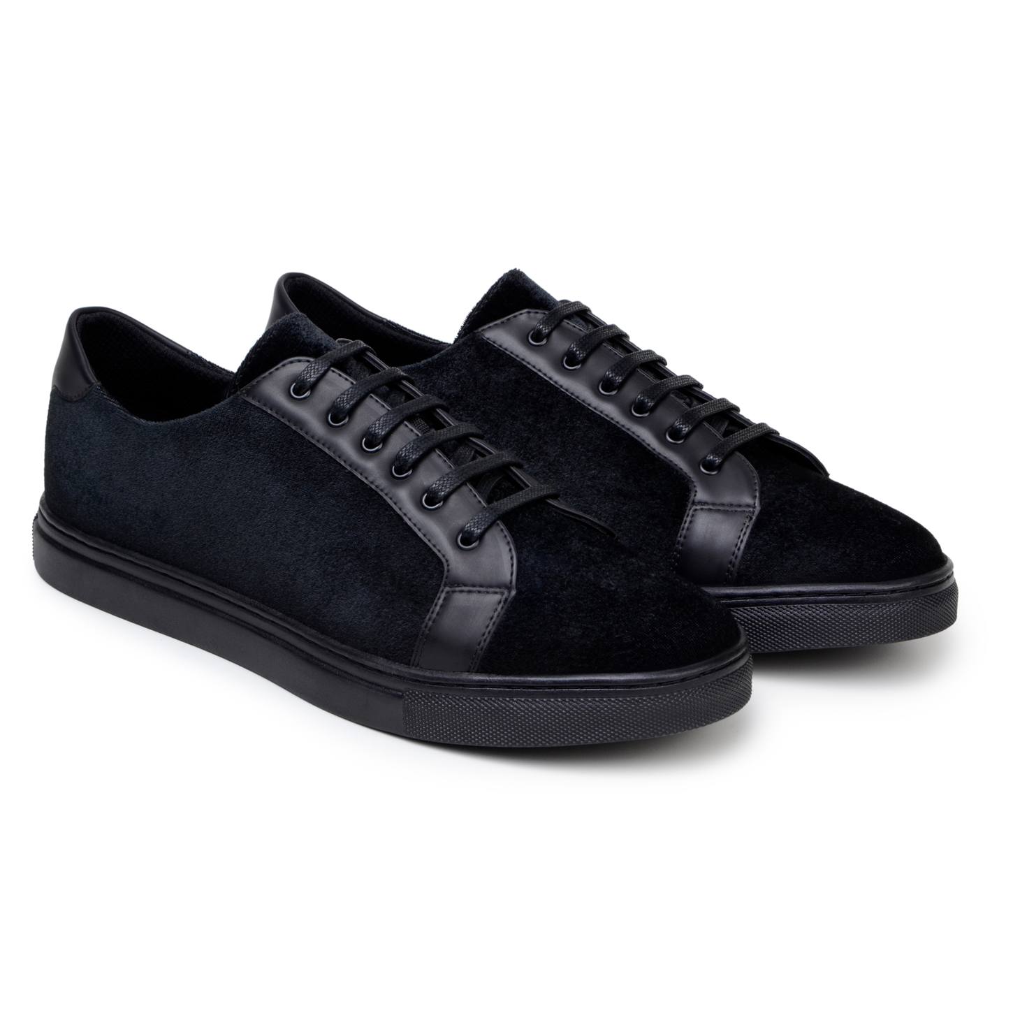 Belvedere Prince Black Velvet & Matte Leather Sneakers for Men - Stylish Comfortable Casual Shoes for Work, Travel & Everyday Wear