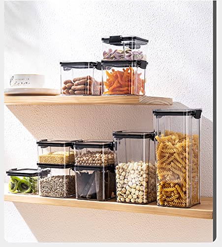 Airtight Food Storage Containers Set - 6-Piece Plastic Canisters with Locking Lids for Cereal, Flour, Sugar & Dry Goods - BPA-Free, Stackable Kitchen Storage (1.9qt, Black) - Perfect for Pantry Organization & Meal Prep