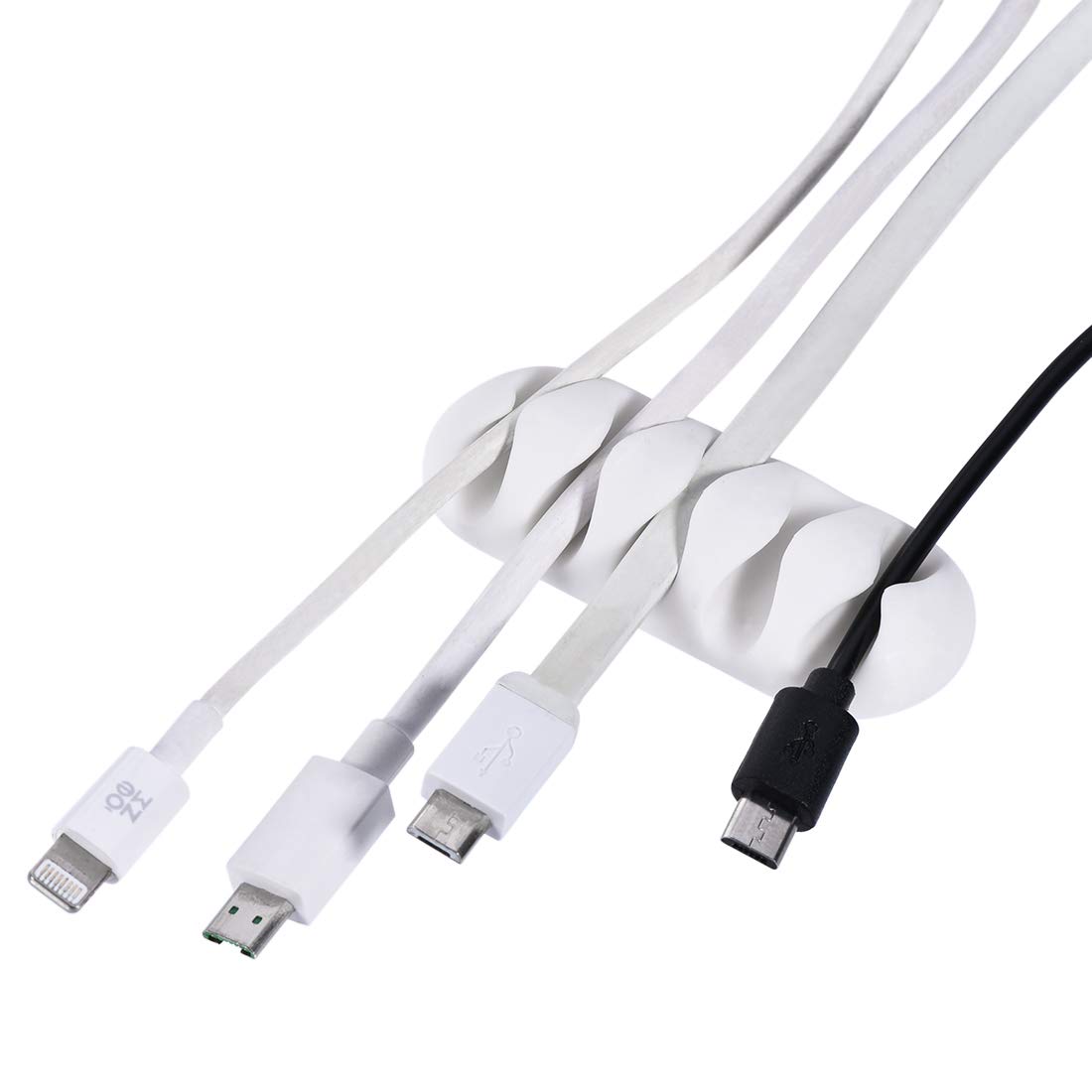 6Pcs White Self-Adhesive Cable Organizer Ties - Cord Holder for Computer Mouse, USB Charging Cables - Perfect for Desk, Office, Home Electronics Organization