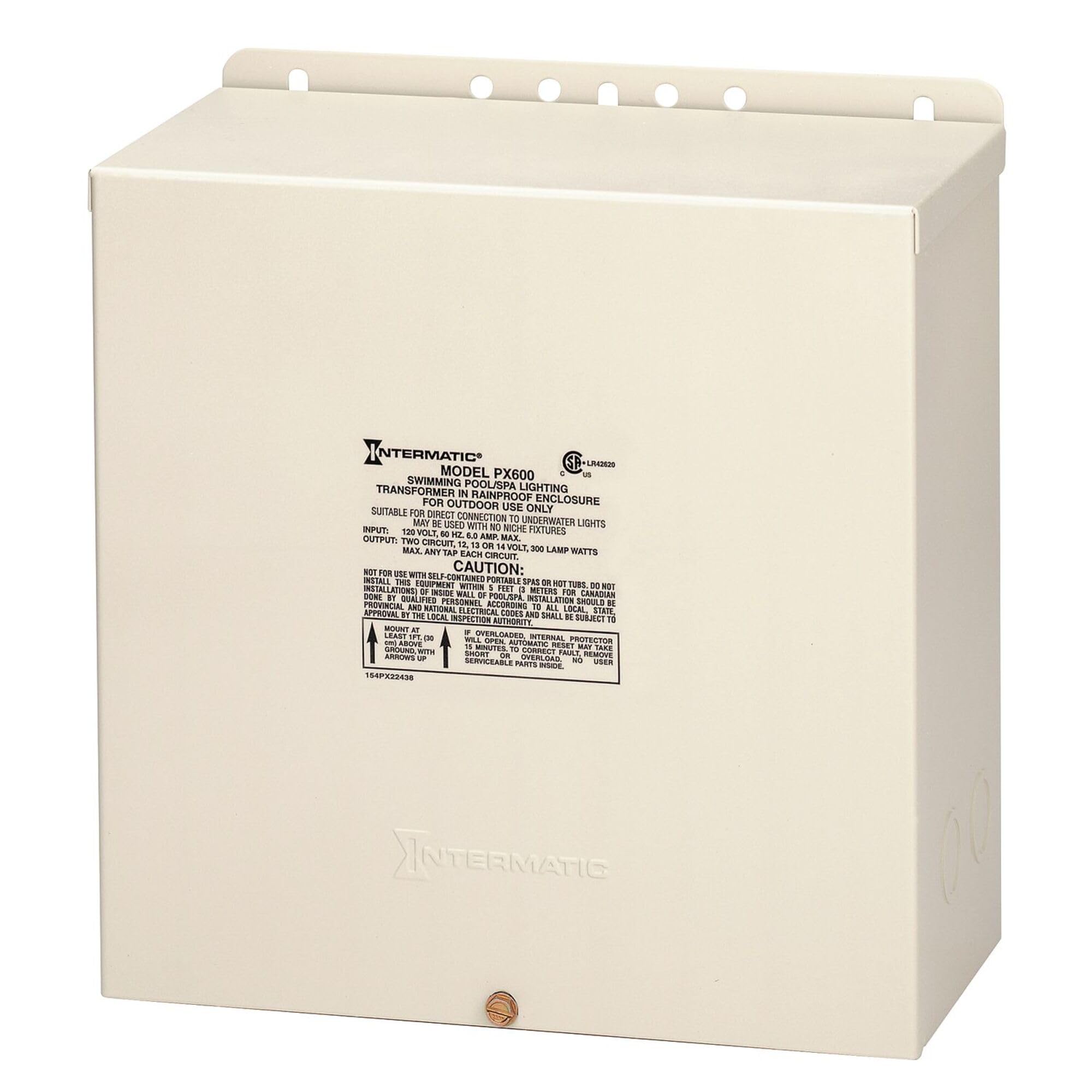 Intermatic PX600 600W Pool Light Transformer 12V 13V 14V - Waterproof Power Supply for Pool Lights, Spa Lights, Submersible Fixtures & Landscape Lighting - Circuit Protection Safety - Beige Stainless Steel - Perfect for Backyard, Garden & Outdoor Lighting Projects