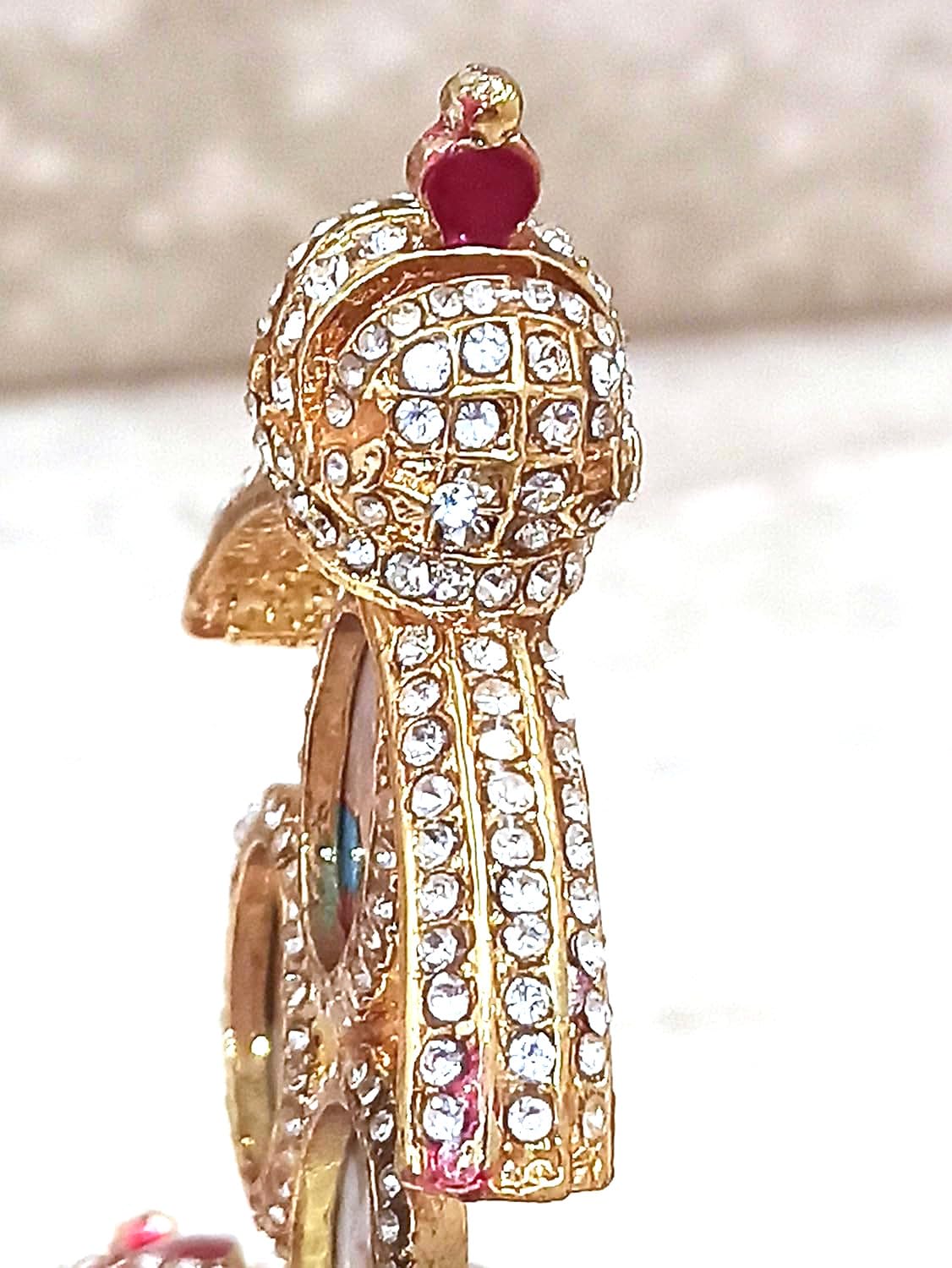 Handmade Imperial Faberge Egg Style Jewelry Box & Bracelet Set - 24K Gold Plated Austrian Crystal Diamond Decor, Luxury Gift for Men (Ruby Red) - Perfect for Birthday, Christmas, Anniversary & Special Occasion Gifts