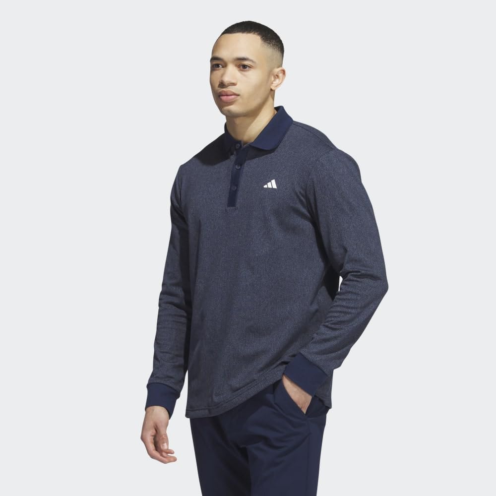 adidas Men's Essentials Long Sleeve Golf Polo Shirt - Moisture Wicking, UV Protection & Breathable - Perfect for Golf, Casual Wear & Outdoor Activities