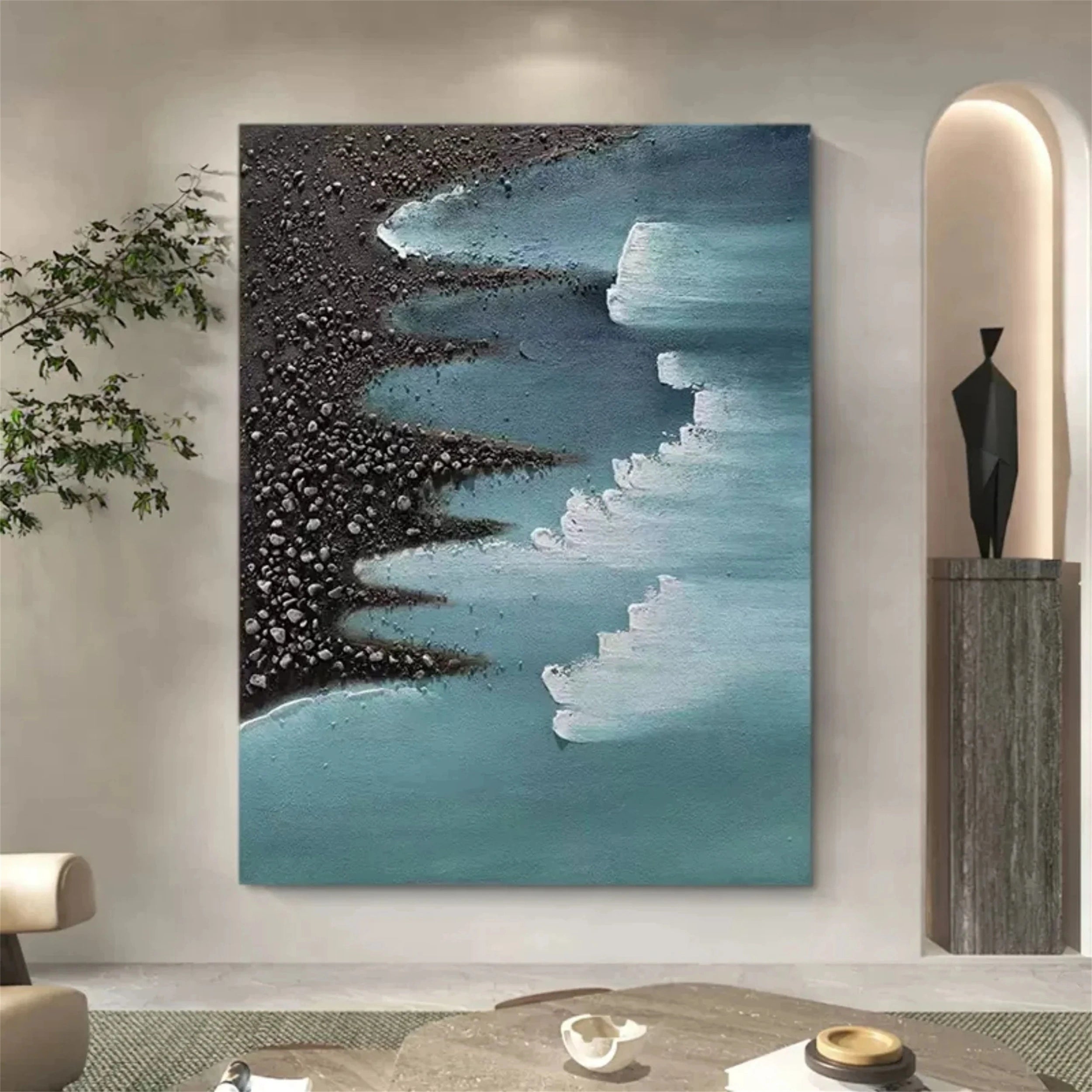Ocean and Sky Painting #OS 048 - Handmade Seascape Wall Art for Home & Office Decor - Perfect for Living Room, Bedroom or Beach House