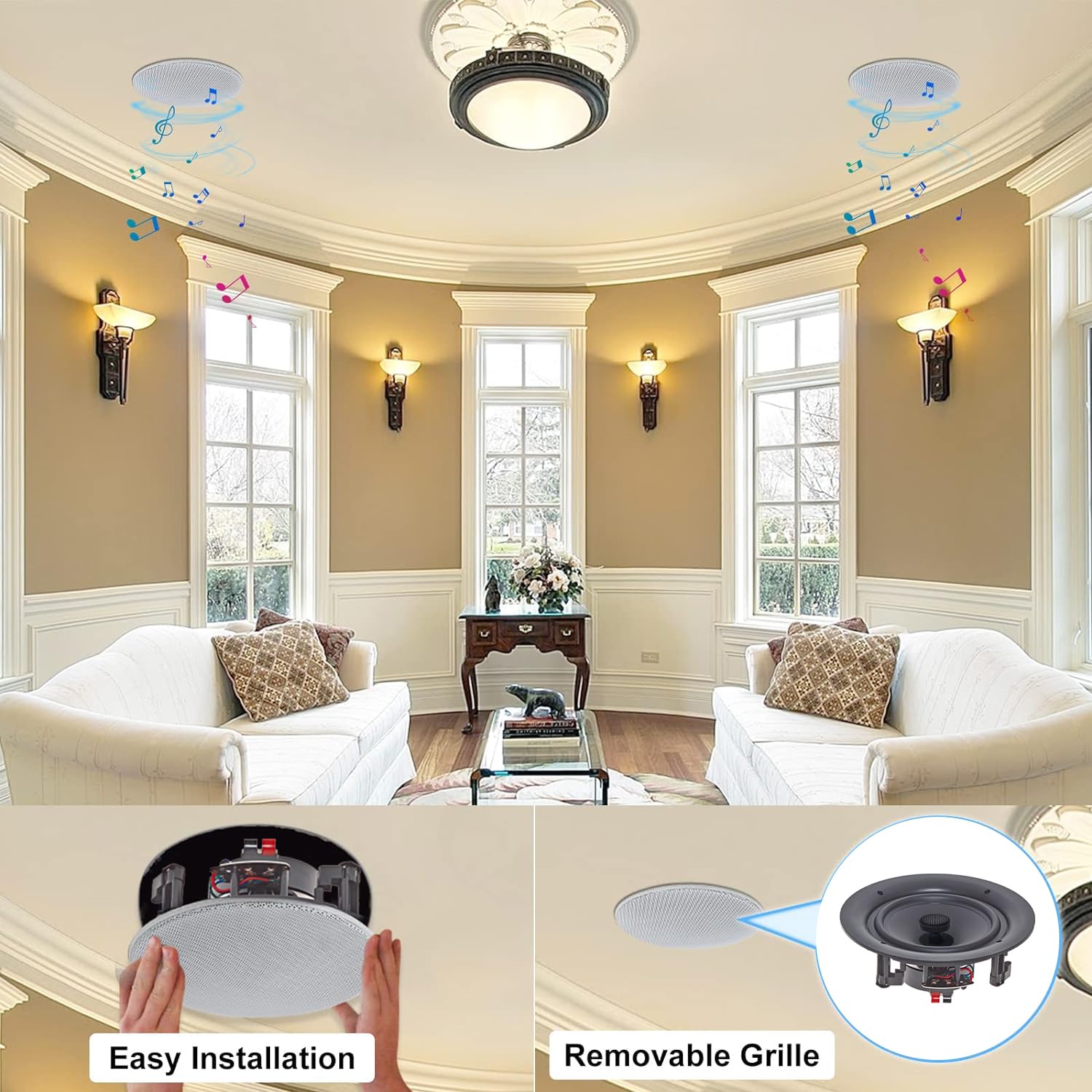 Vaiyer 8-Pack 5.25 Inch 8 Ohm 175W Flush Mount In-Wall In-Ceiling 2-Way Mid Bass Woofer Speakers - Ideal for Home Theater, Office, Kitchen, Living Room, and Multi-Room Audio Systems